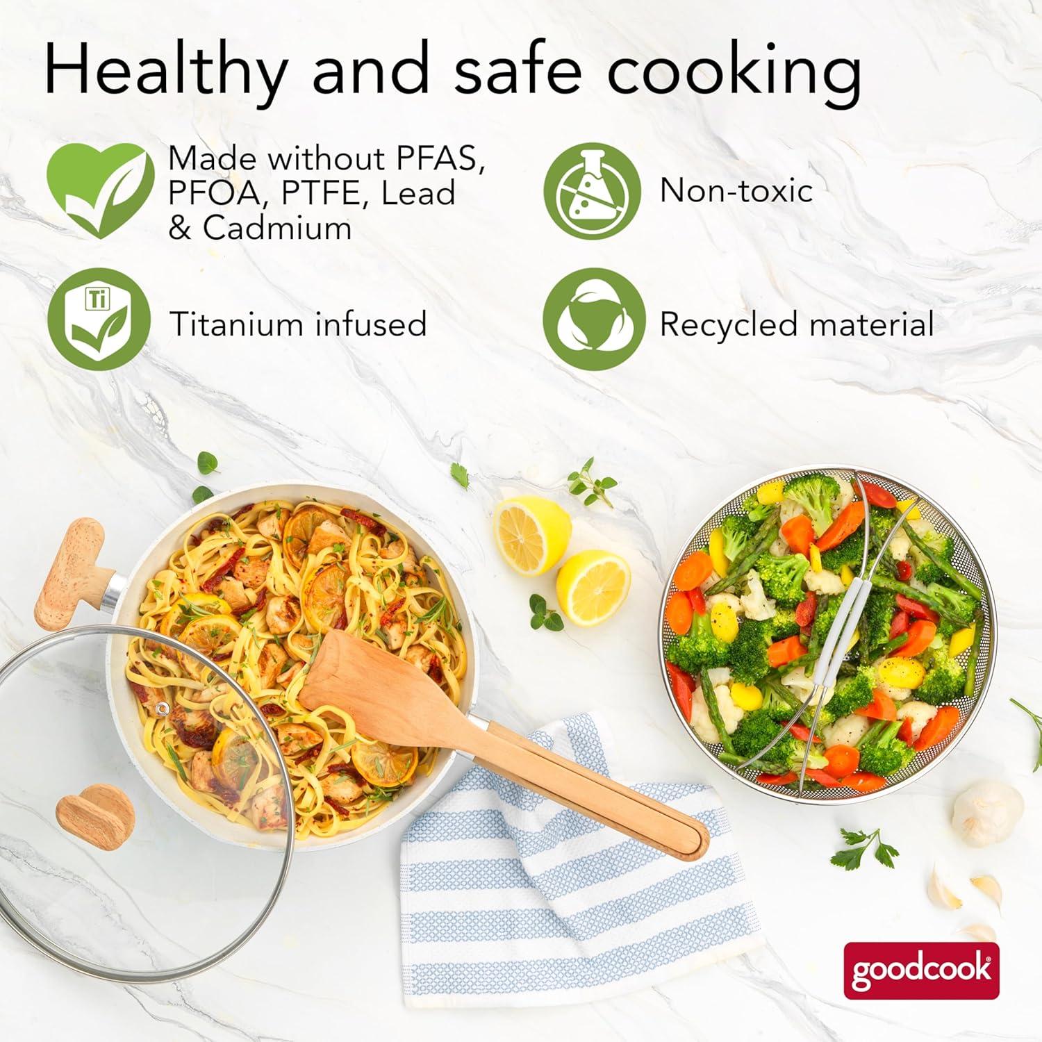 Sartén Saludable GoodCook 3.4L Cerámica Titanio Inducción