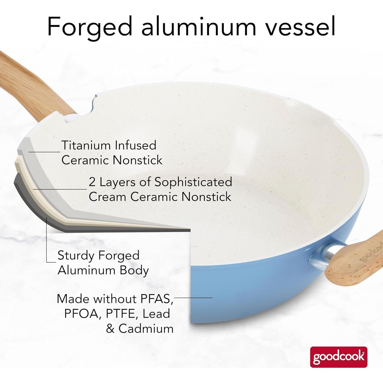 Sartén Saludable GoodCook 3.4L Cerámica Titanio Inducción