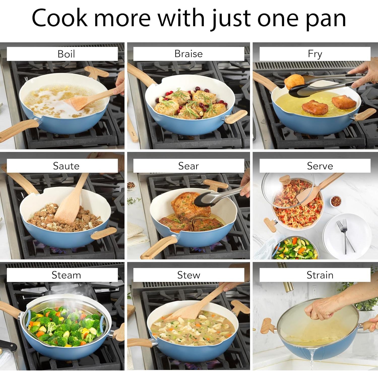 Sartén Saludable GoodCook 3.4L Cerámica Titanio Inducción