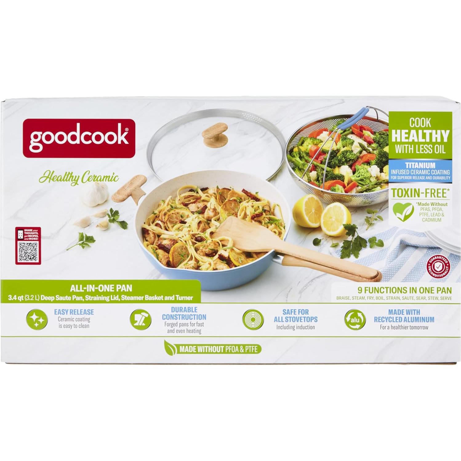 Sartén Saludable GoodCook 3.4L Cerámica Titanio Inducción