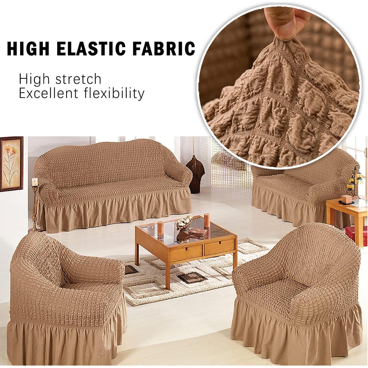 Funda de Sillón Jeloris Pequeña Caqui Ajustable y Duradera