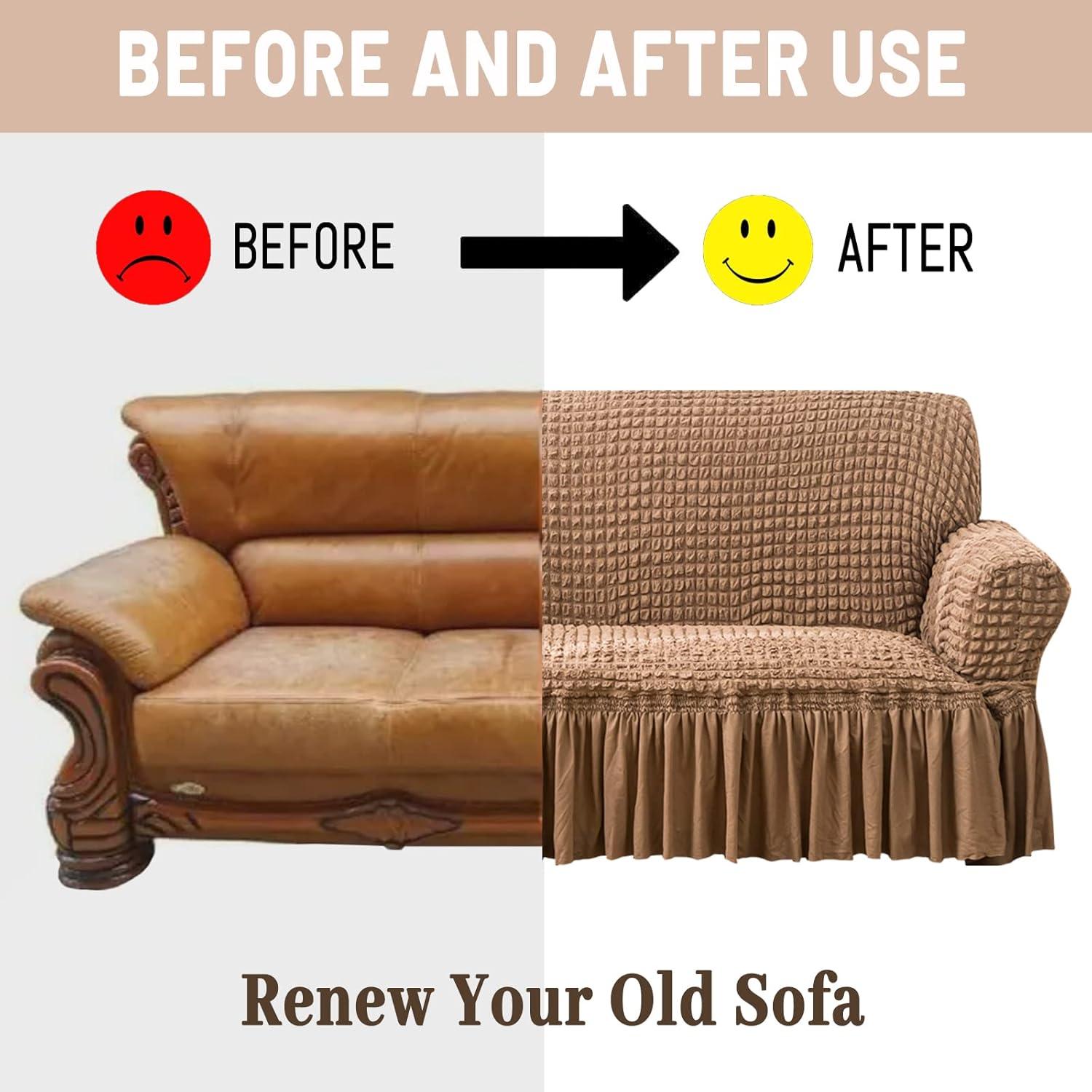 Funda de Sillón Jeloris Pequeña Caqui Ajustable y Duradera