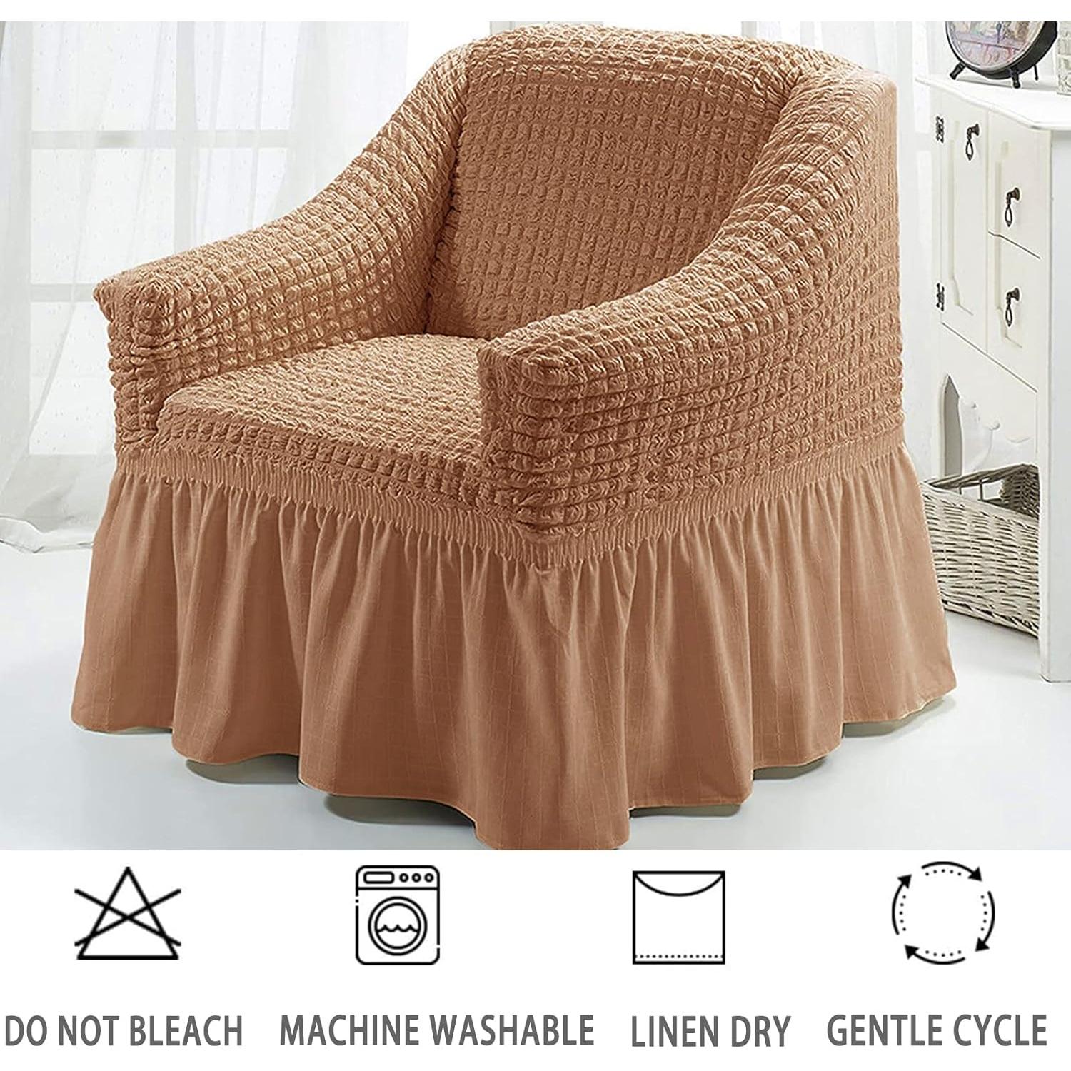 Funda de Sillón Jeloris Pequeña Caqui Ajustable y Duradera