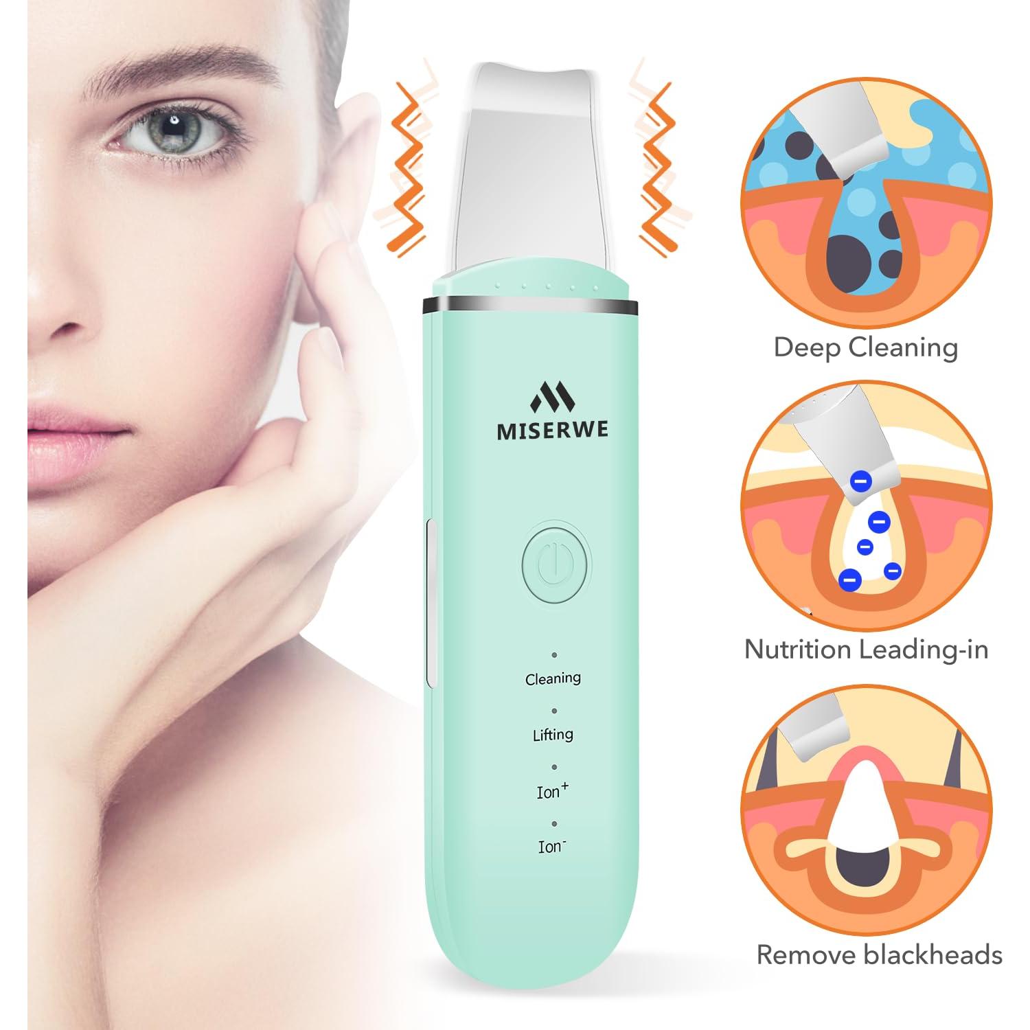 Espátula Facial Limpiadora Miserwe Skin Scrubber Verde 4 Modos