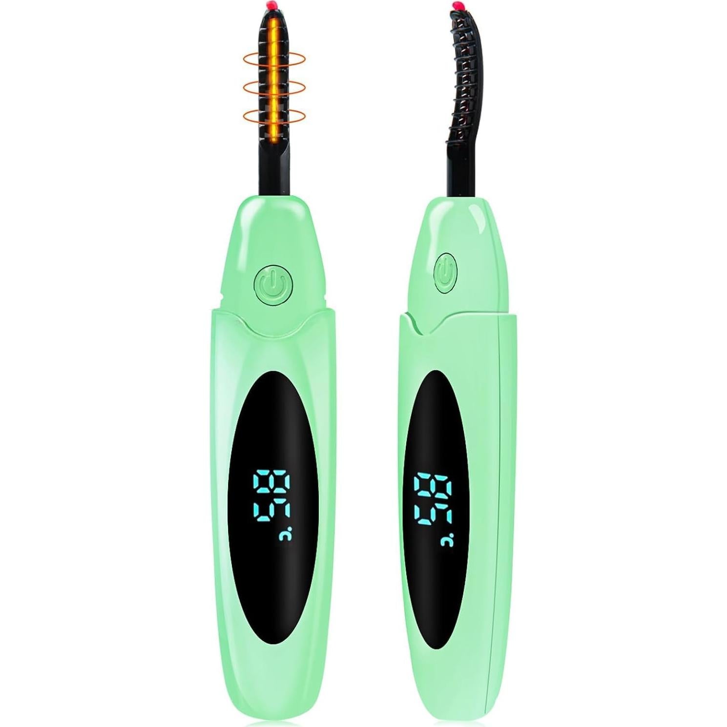 Rizador de Pestañas Eléctrico Acavado Verde, 3 Temperaturas