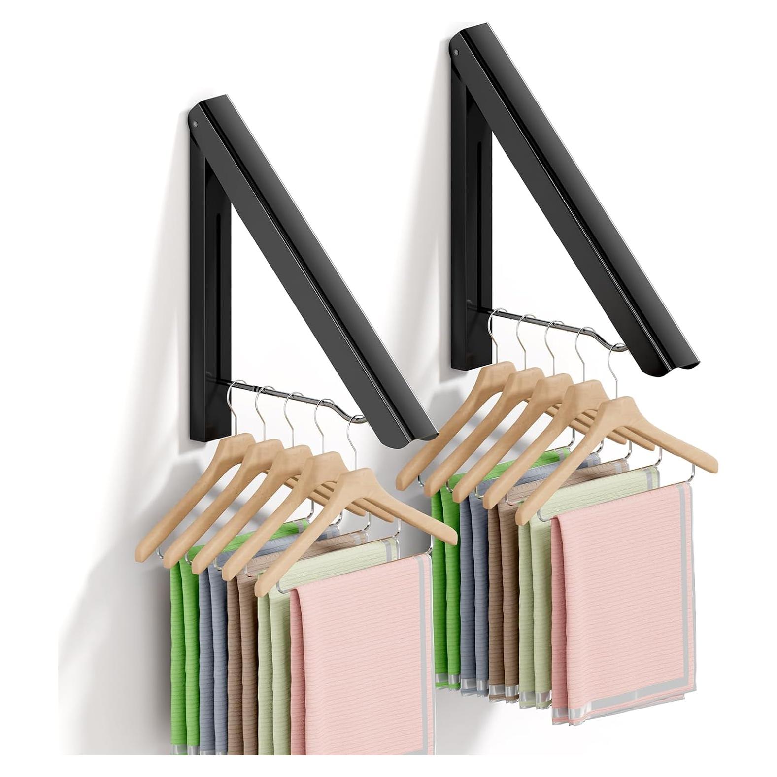 Estante Plegable para Secar Ropa BAKON Montado en Pared Negro