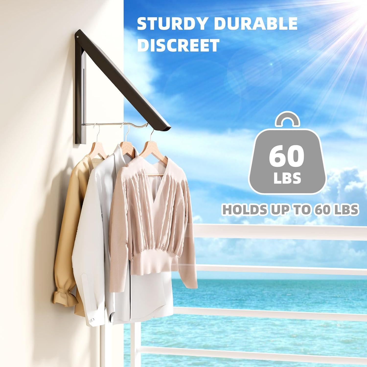 Estante Plegable para Secar Ropa BAKON Montado en Pared Negro