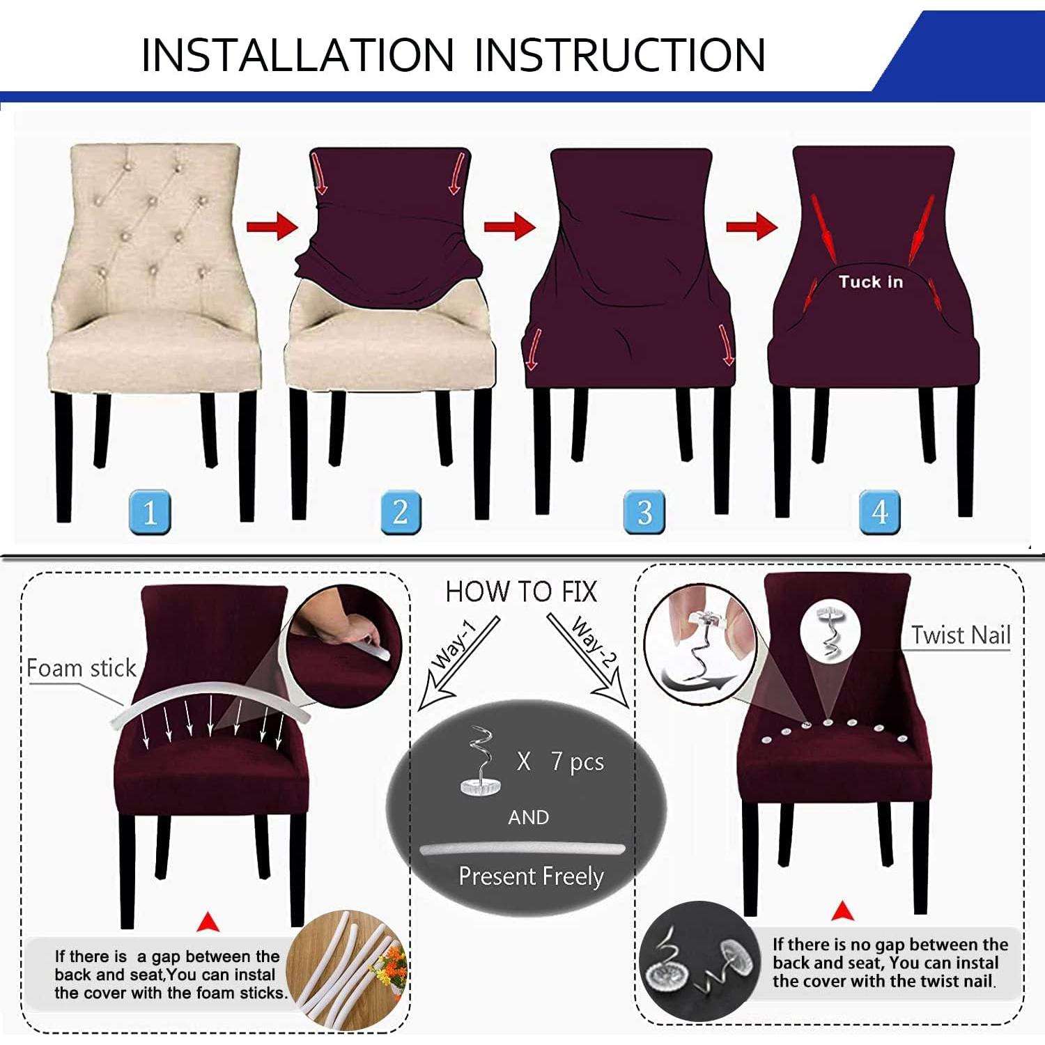 Fundas para Sillas KELUINA Juego de 2 Beige Geométrico