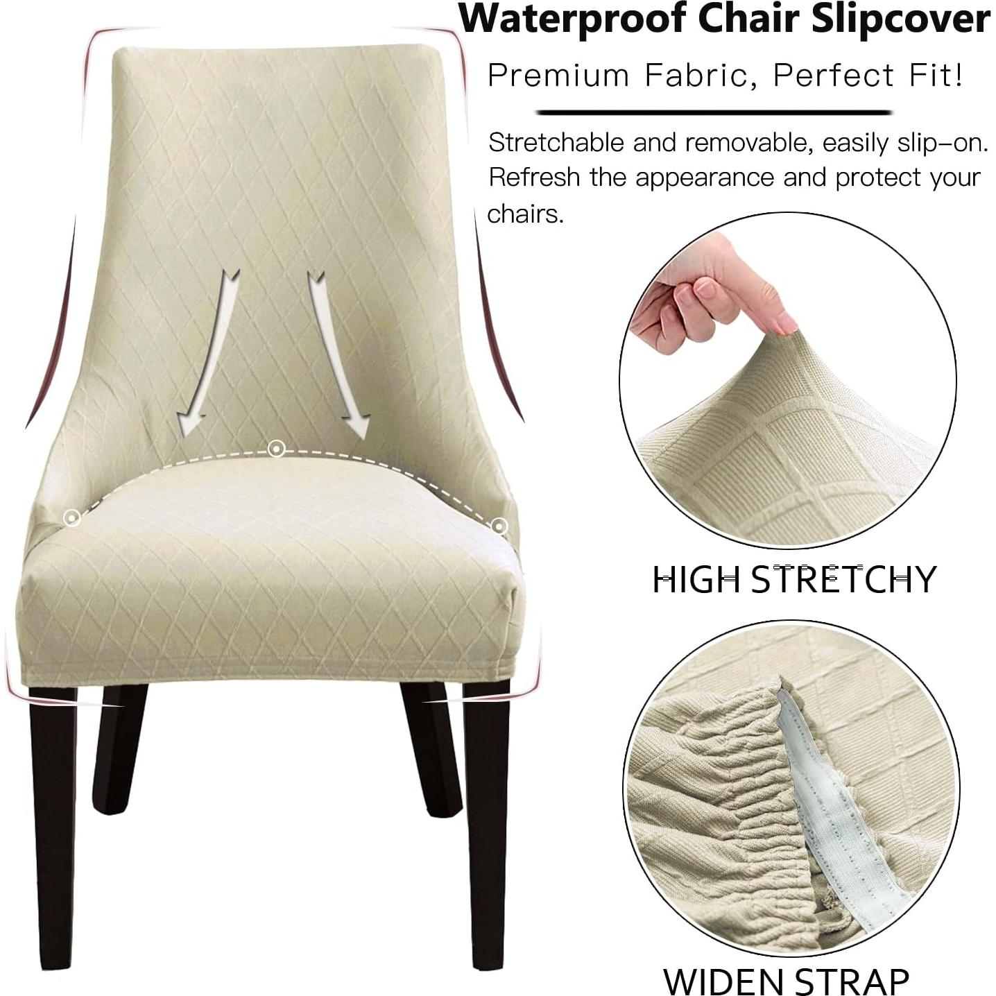 Fundas para Sillas KELUINA Juego de 2 Beige Geométrico