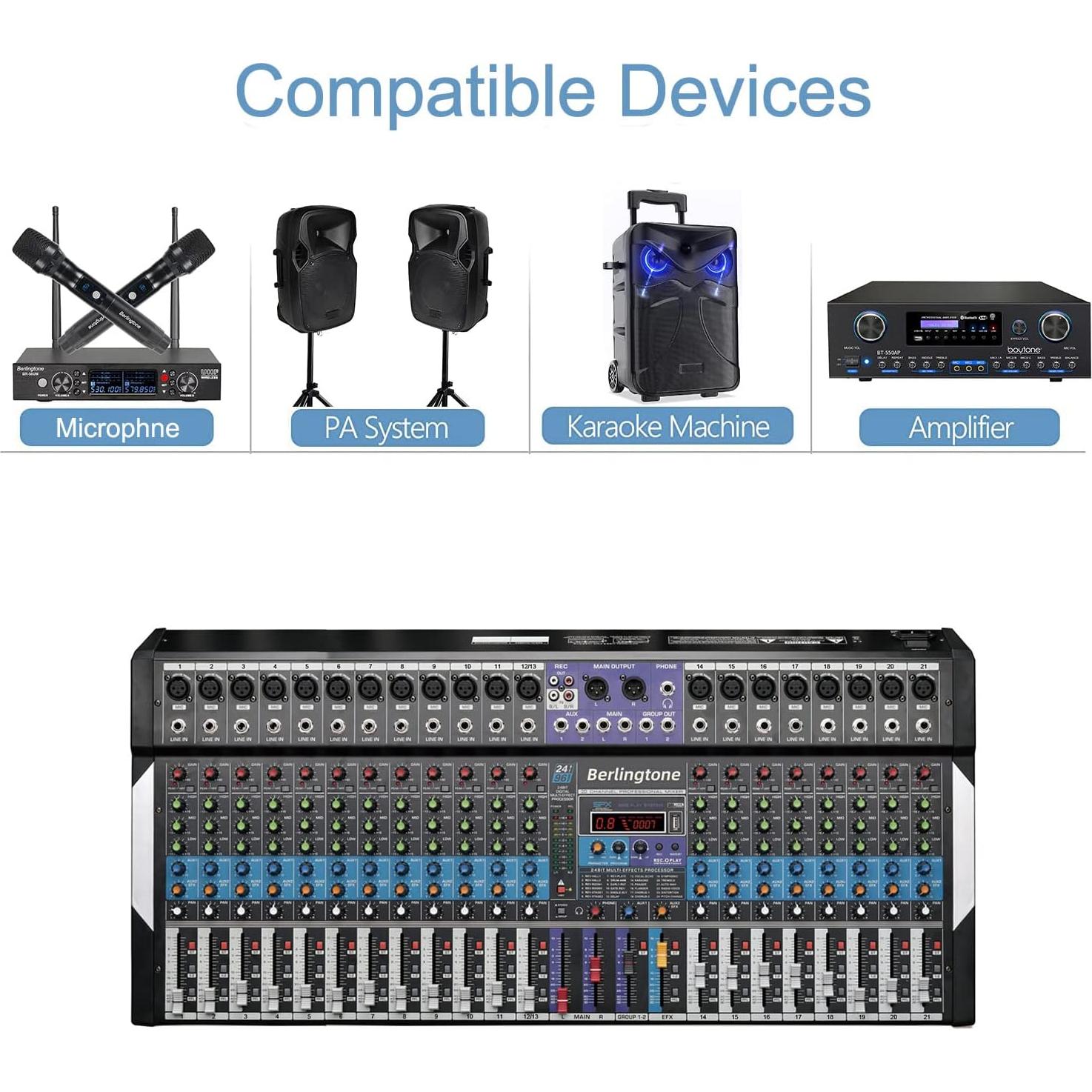 Mezclador de Audio Bluetooth Berlingtone BR-20MX 20 Canales