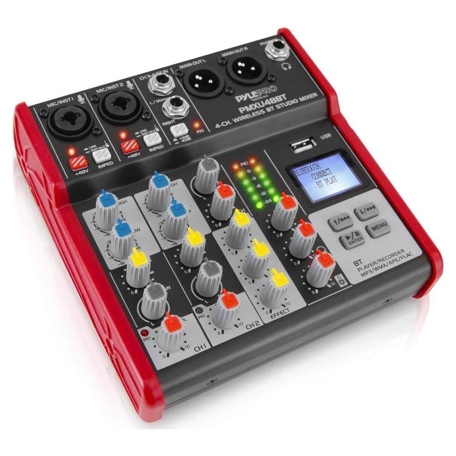 Mezclador de Audio PYLE PMXU48BT 4 Canales Bluetooth USB