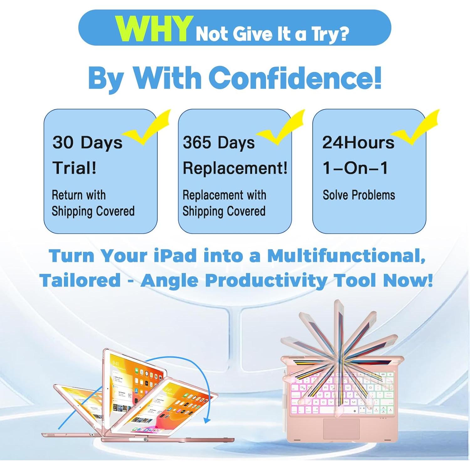 Funda Teclado BABG para iPad 10.2"/10.5" Oro Rosa