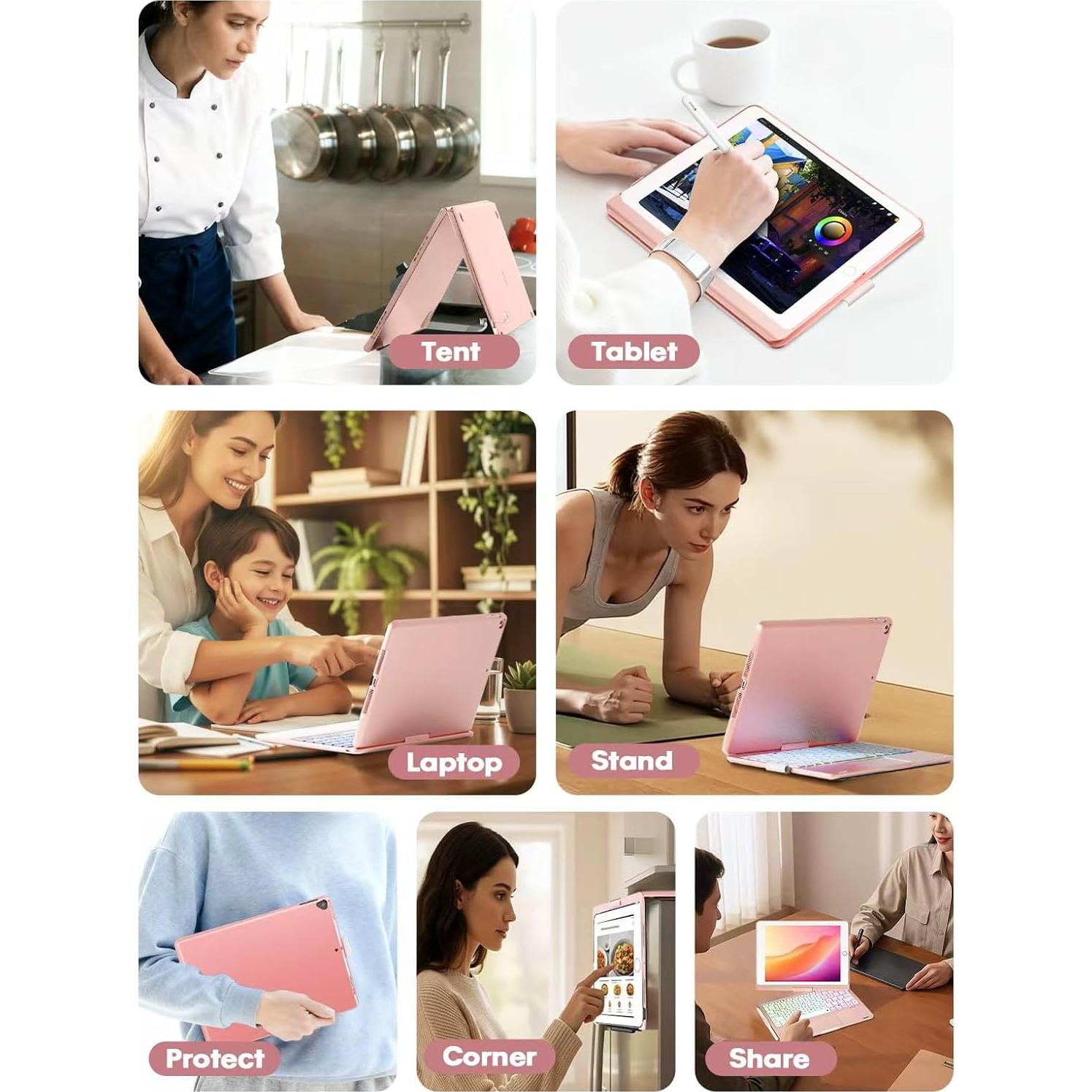 Funda Teclado BABG para iPad 10.2"/10.5" Oro Rosa