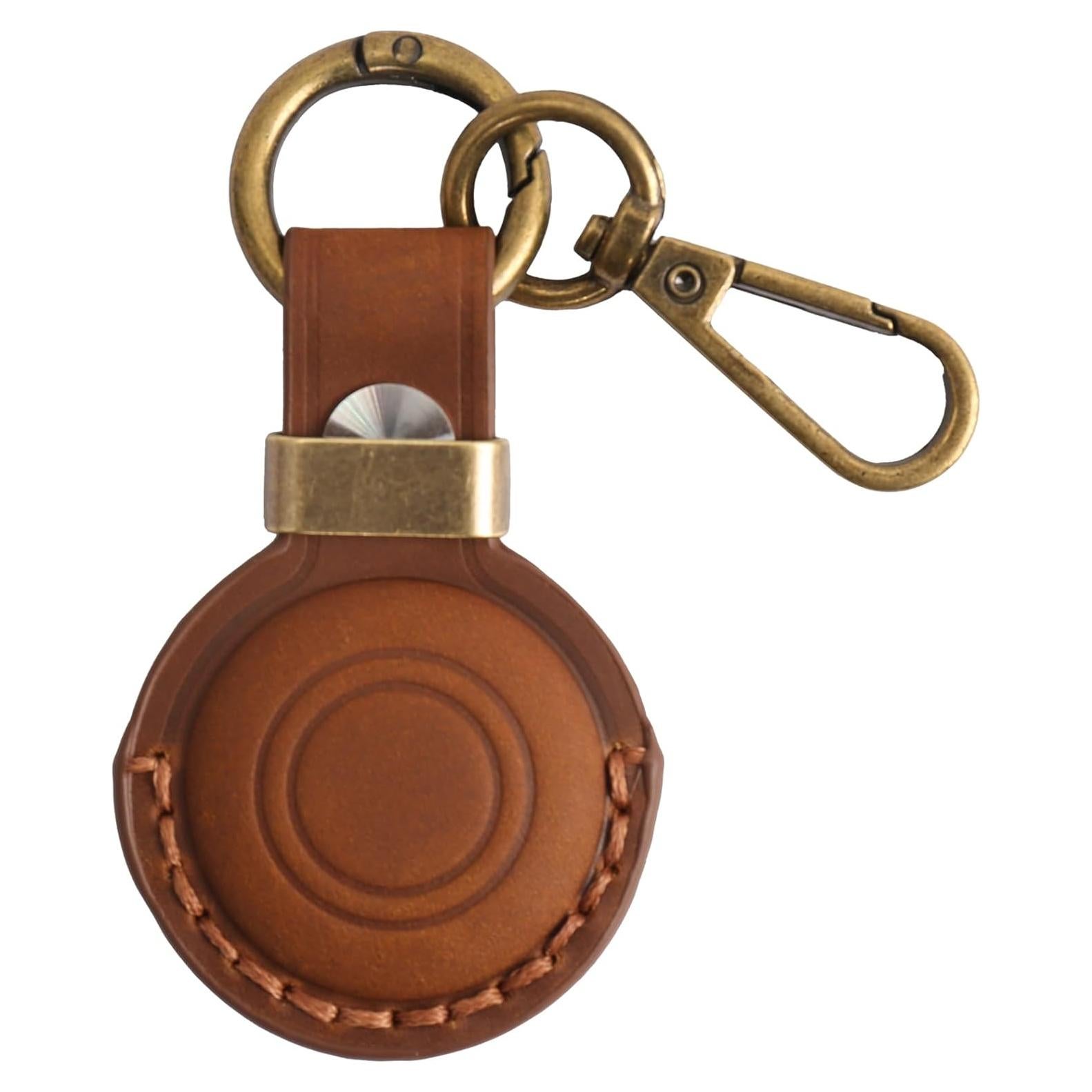 Soporte de cuero genuino para Airtag MAILADA - Marrón