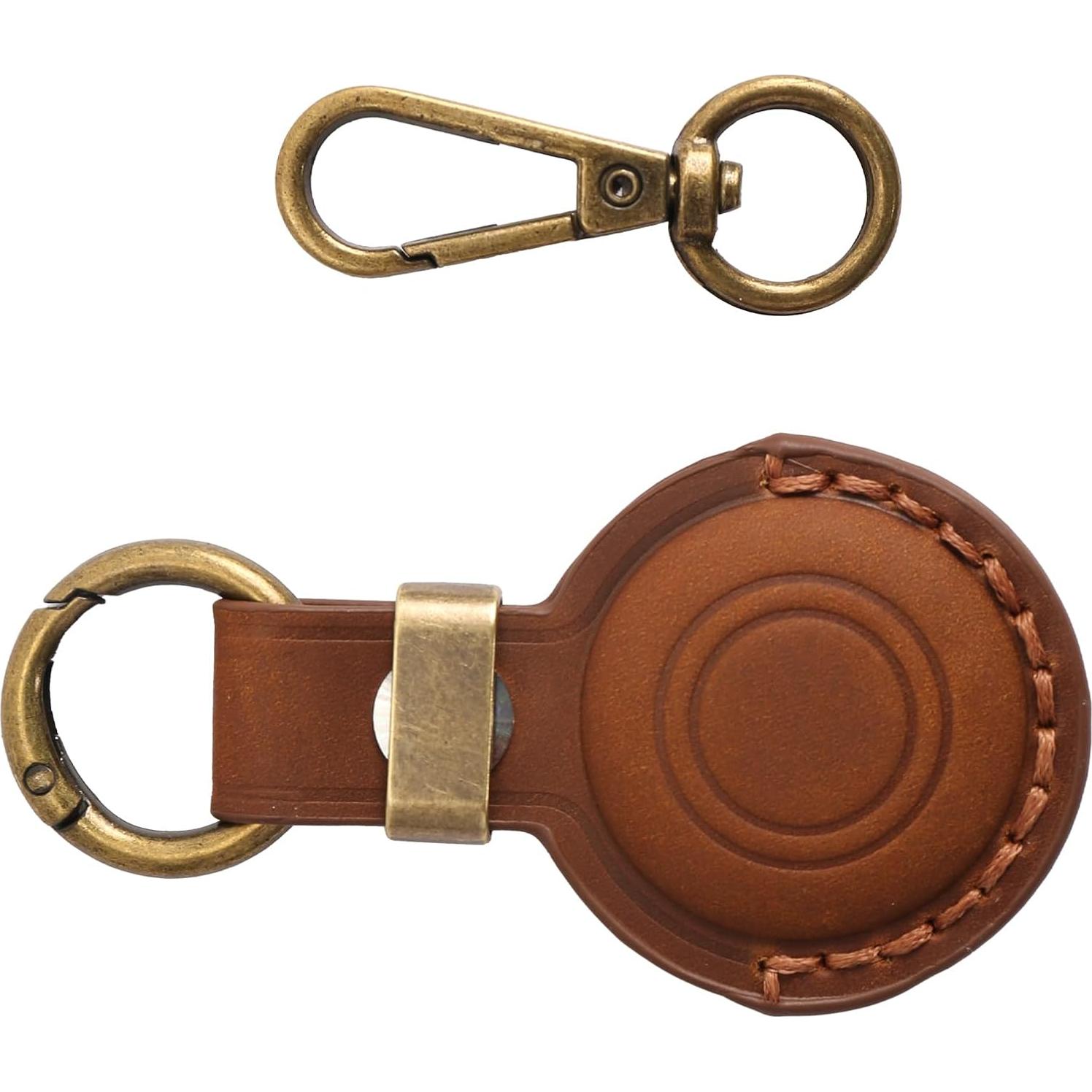 Soporte de cuero genuino para Airtag MAILADA - Marrón