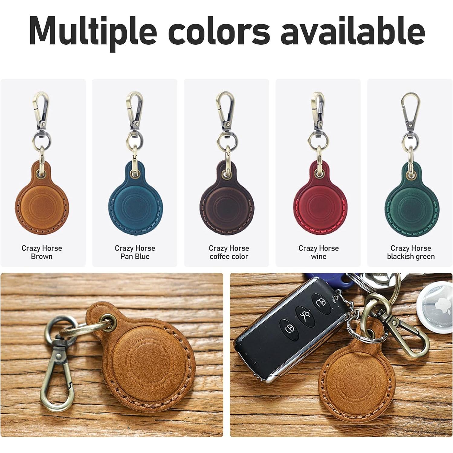 Soporte de cuero genuino para Airtag MAILADA - Marrón