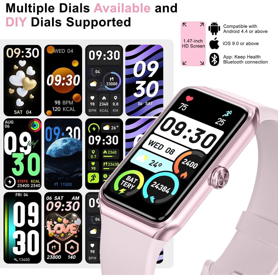 Rastreador de Fitness Auxiou 1.47" Salud 24/7 Monitoreo