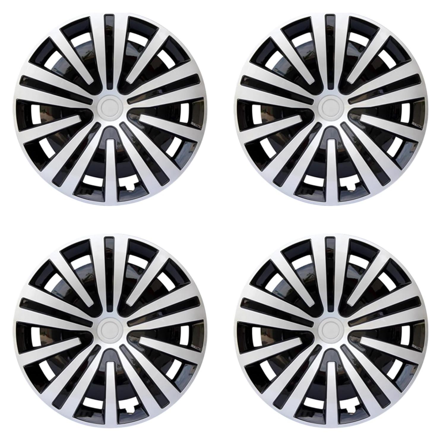 Cubierta de Rueda Aiqiying Hubcap Universal 14" ABS Plata-Negro