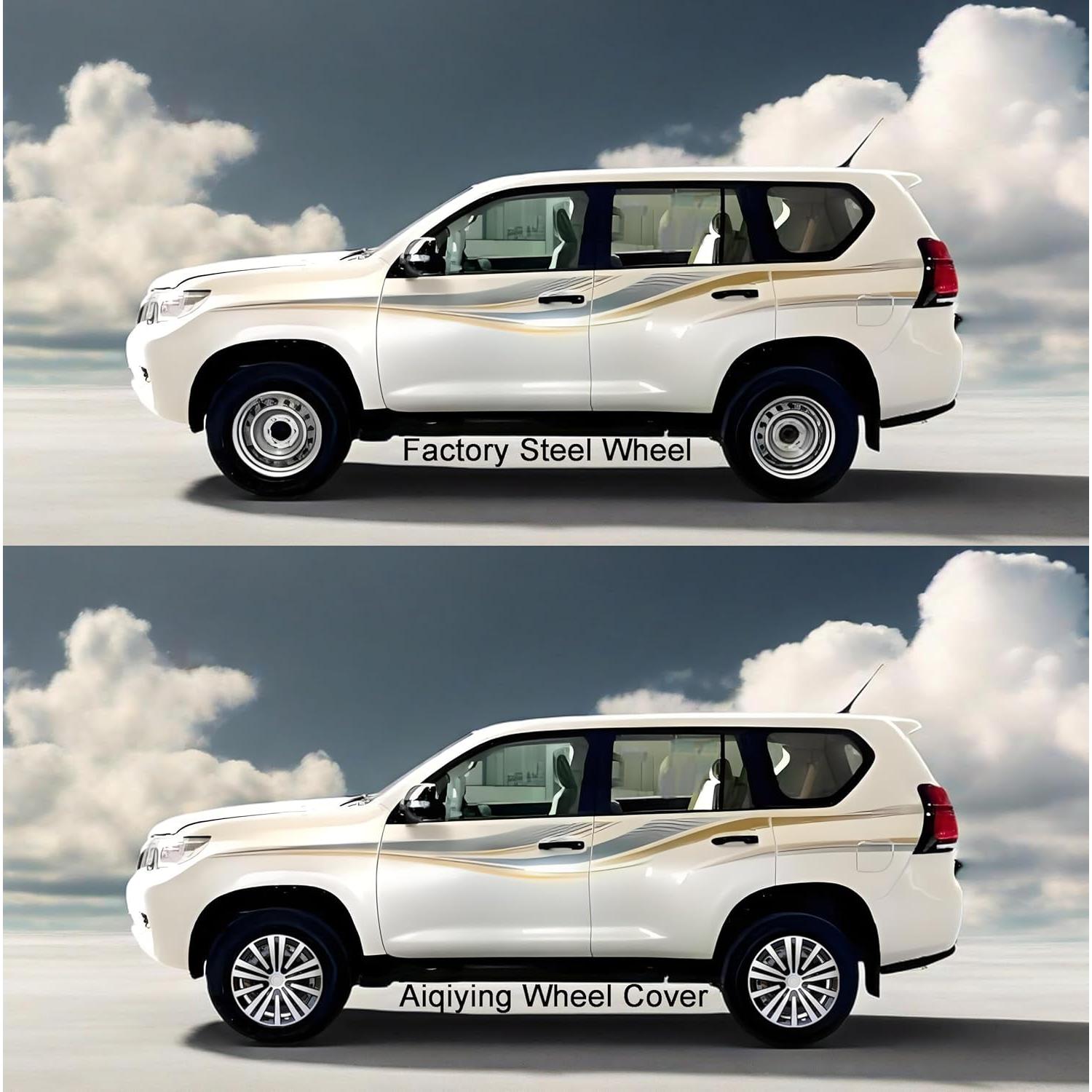 Cubierta de Rueda Aiqiying Hubcap Universal 14" ABS Plata-Negro