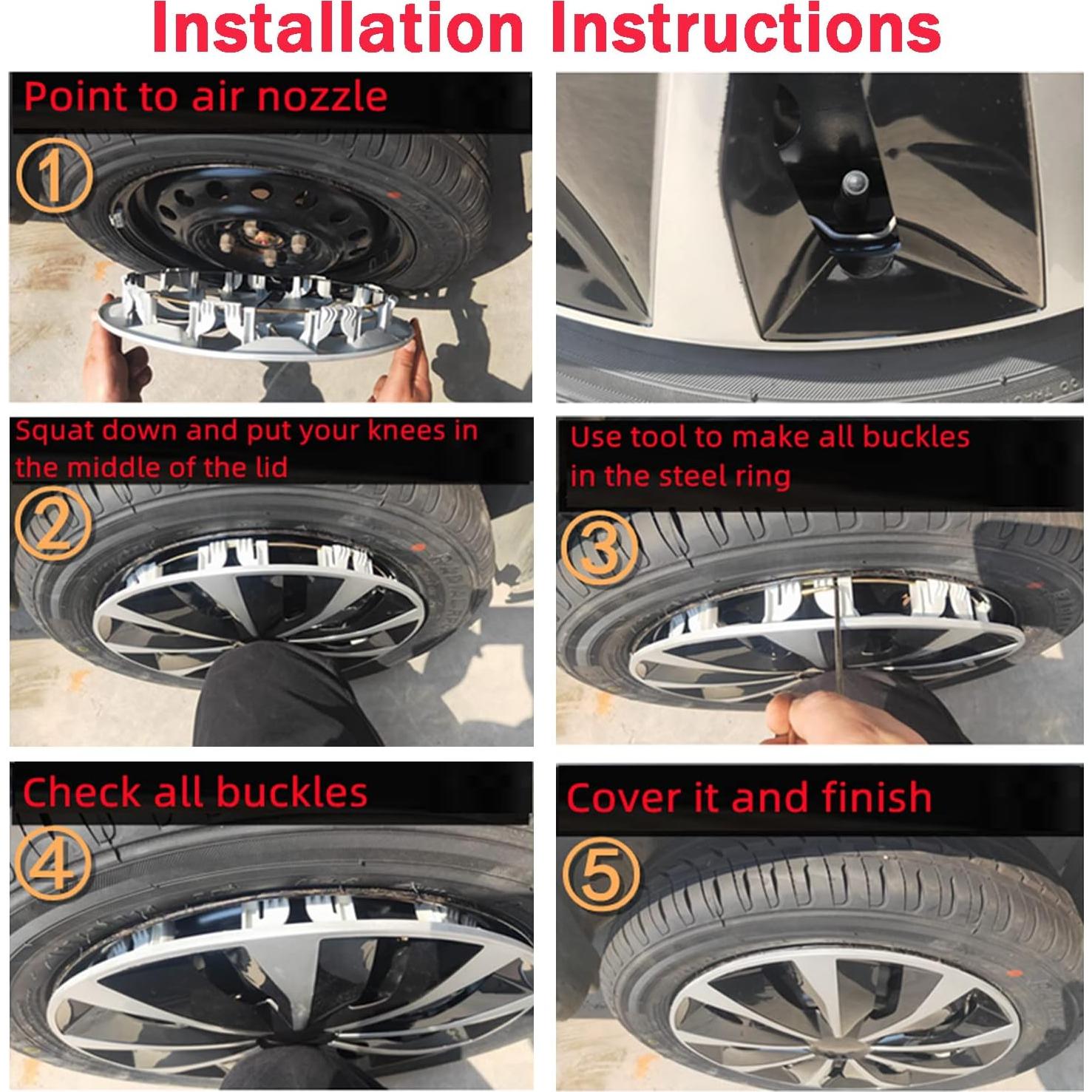 Cubierta de Rueda Aiqiying Hubcap Universal 14" ABS Plata-Negro