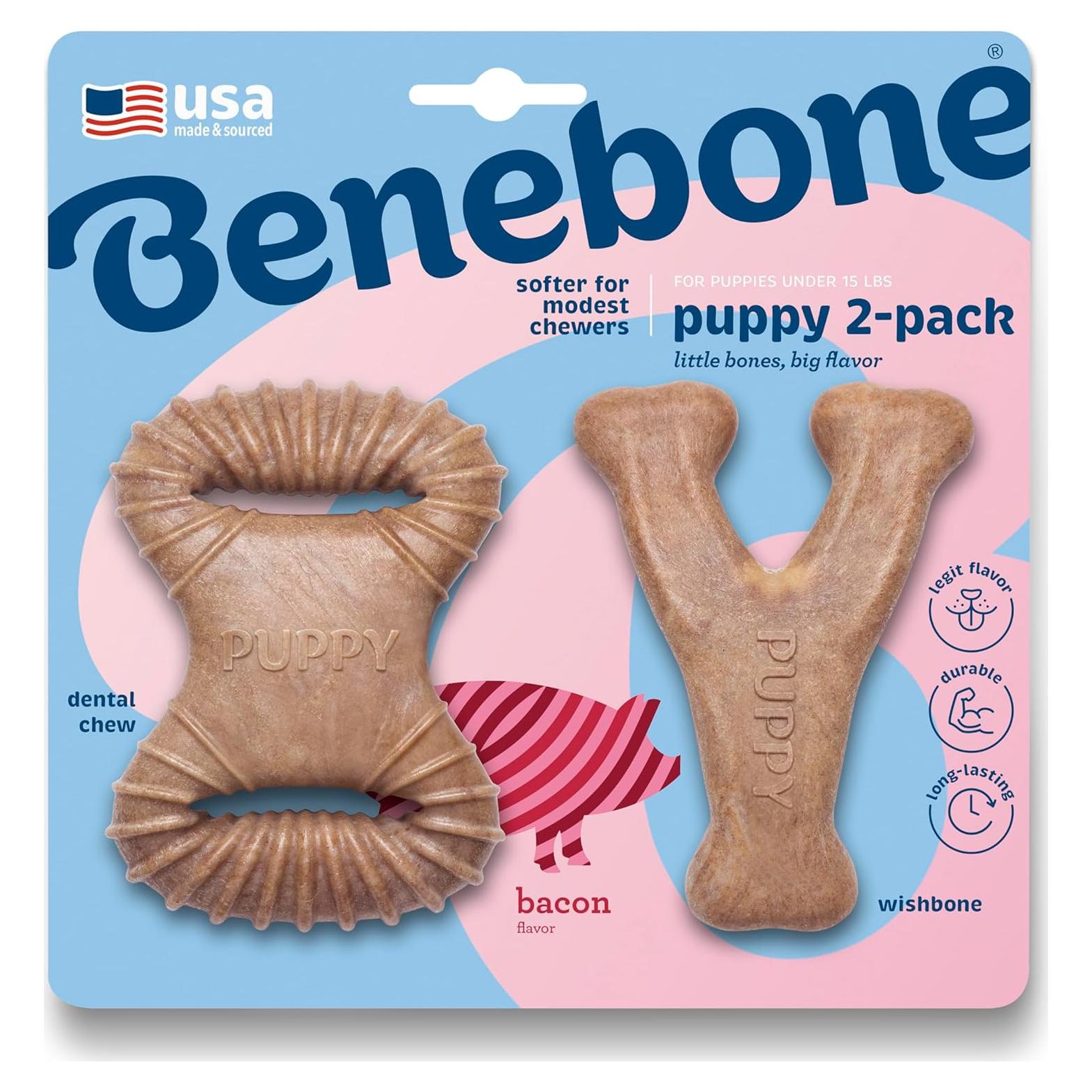 Benebone Juguetes Masticables Dentales para Cachorros 2-Pack
