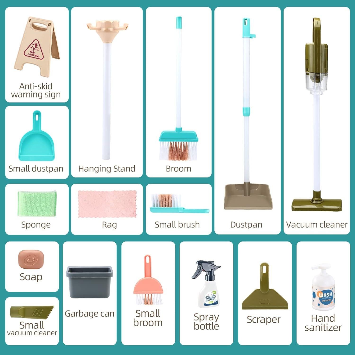 Juego de Limpieza para Niños Jovow 20 Piezas Aspiradora Real