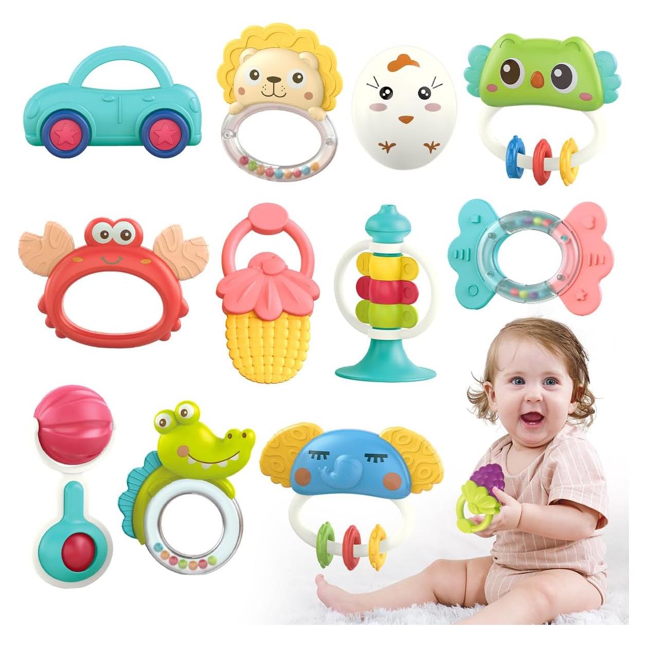 Set de Juguetes para Bebés Qizebaby 12PCS Sonajeros y Mordedores