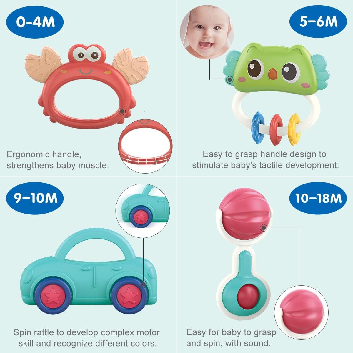 Set de Juguetes para Bebés Qizebaby 12PCS Sonajeros y Mordedores