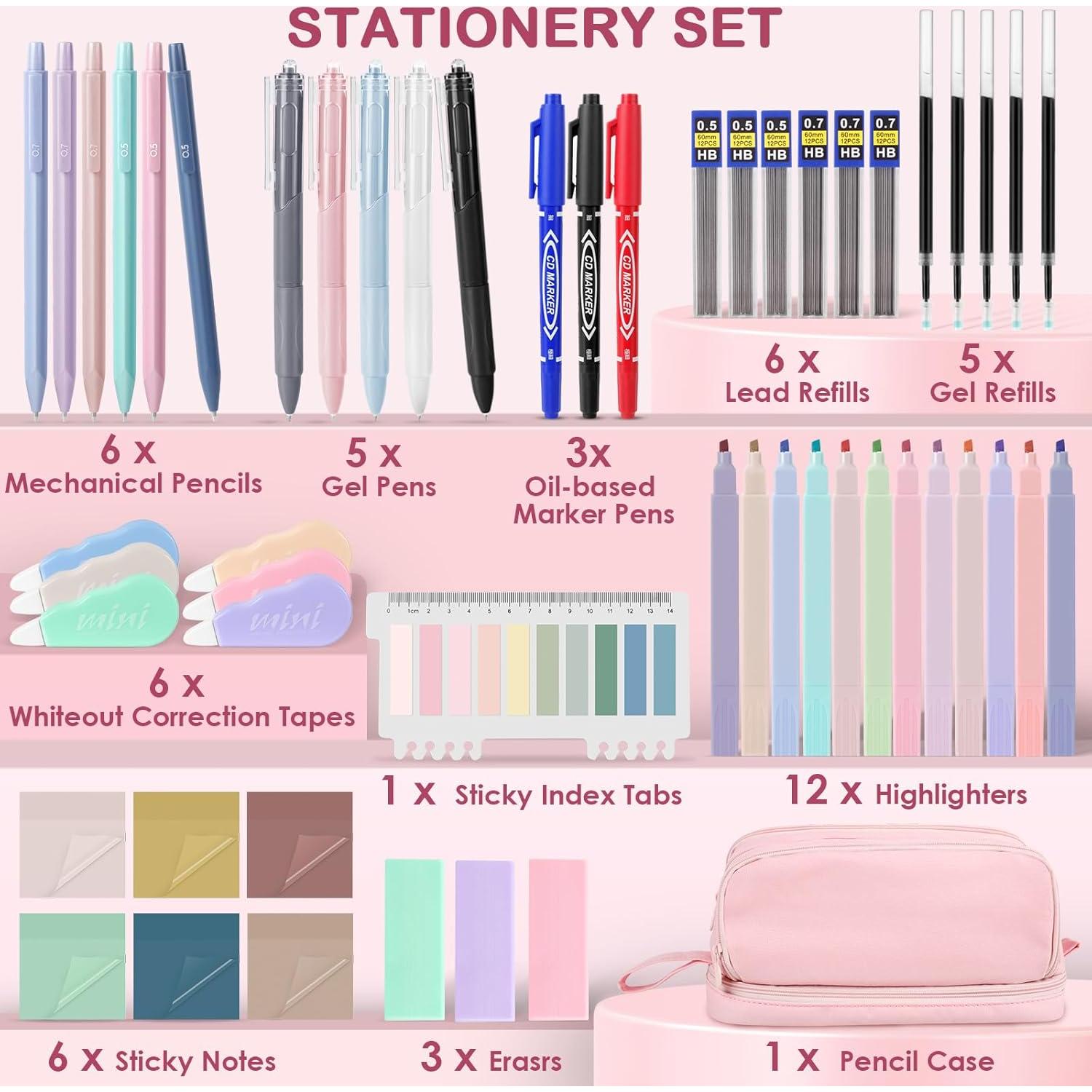 Estuche de Lápices Mikiwon con 54 Suministros Escolares