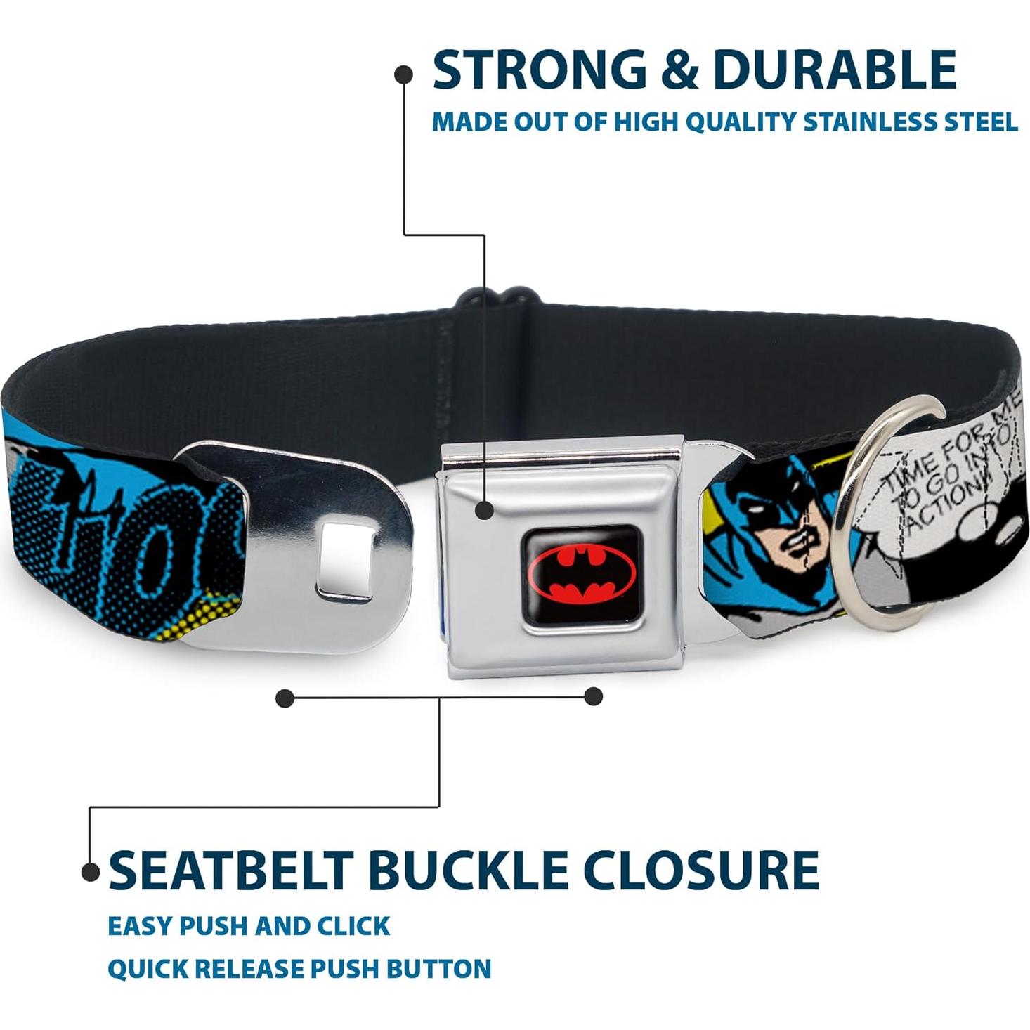 Collar de Perro Buckle-Down Batman 2.54 cm Ajustable Pequeño