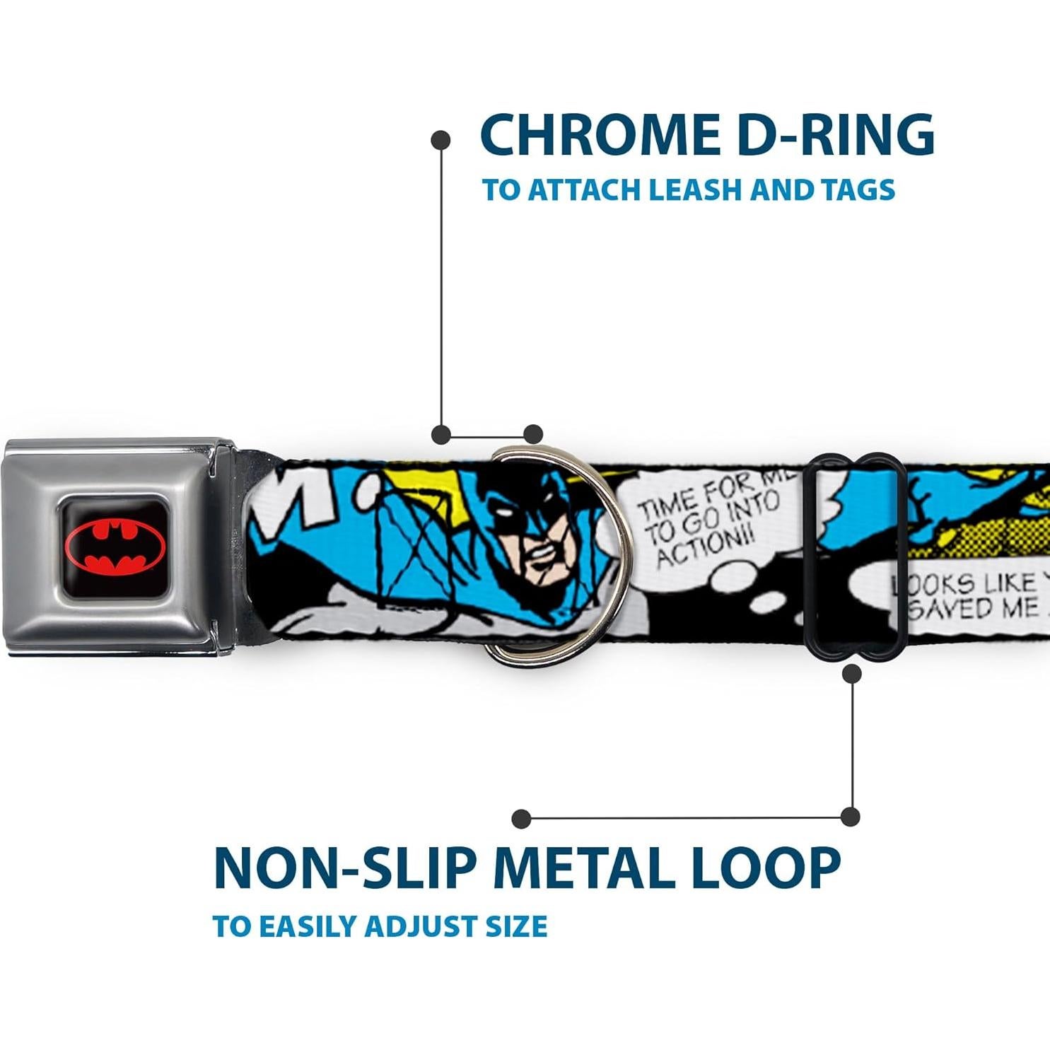 Collar de Perro Buckle-Down Batman 2.54 cm Ajustable Pequeño