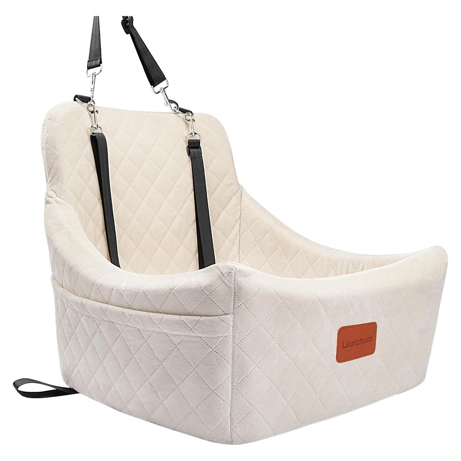 Asiento de Coche para Perros Medianos Lealchum Beige Desmontable
