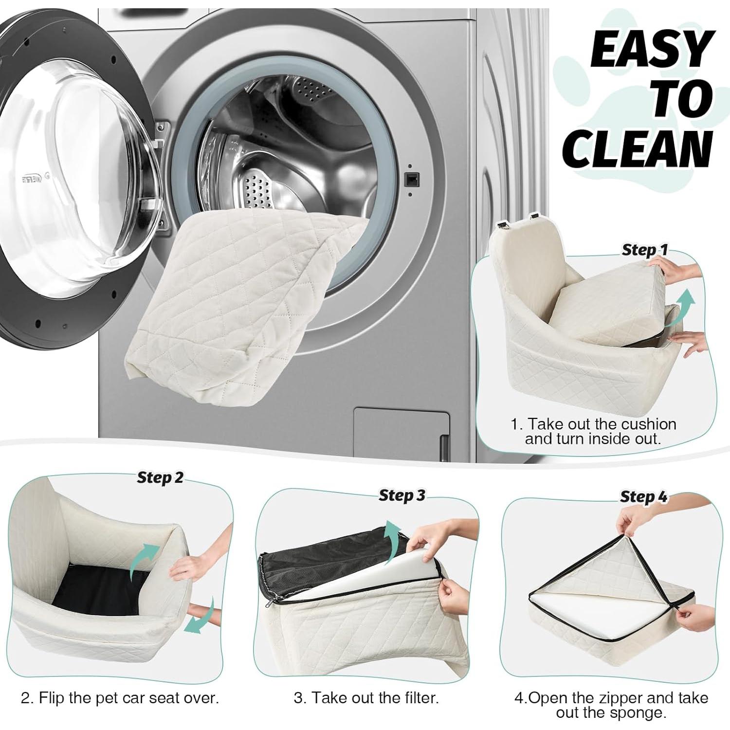 Asiento de Coche para Perros Medianos Lealchum Beige Desmontable