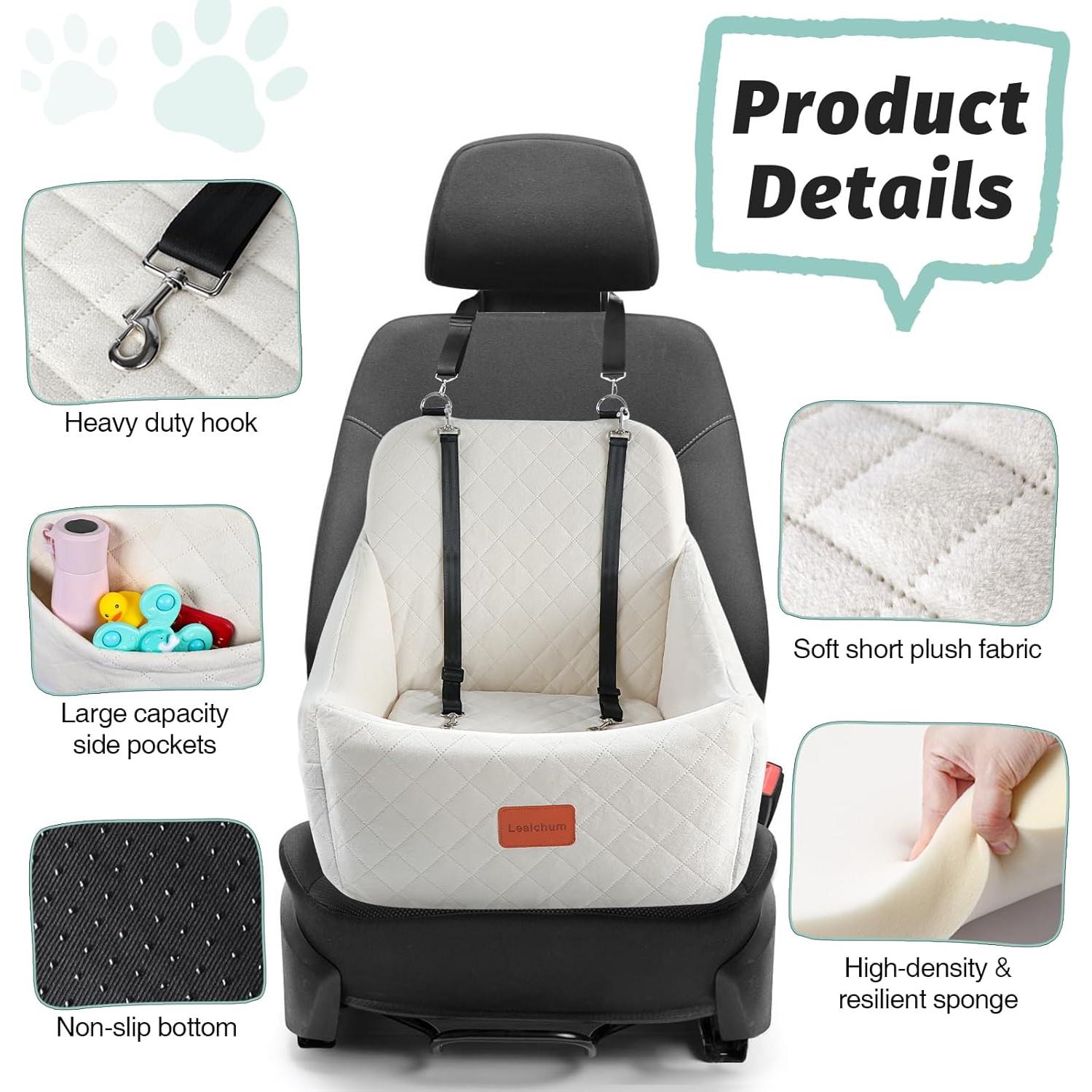 Asiento de Coche para Perros Medianos Lealchum Beige Desmontable