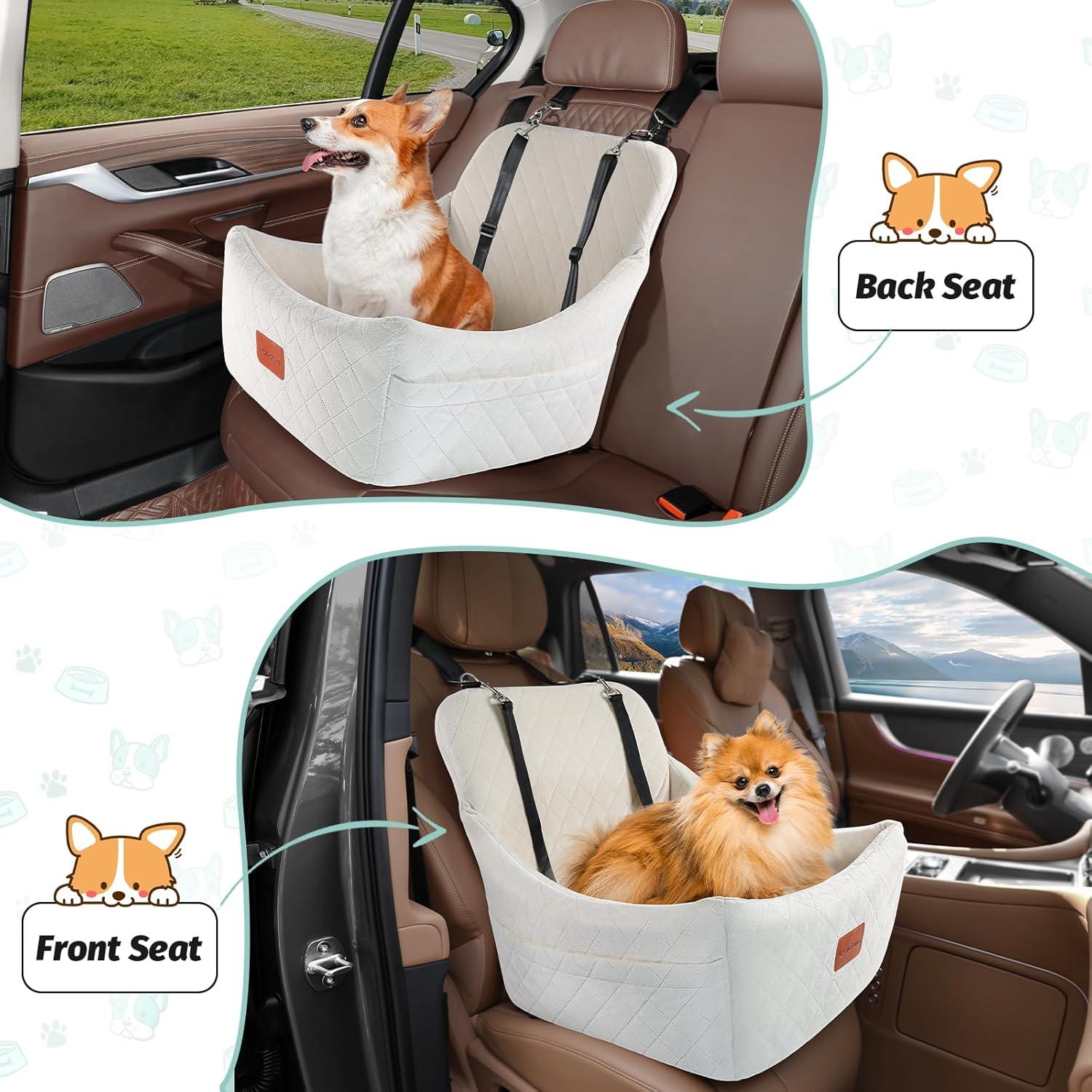 Asiento de Coche para Perros Medianos Lealchum Beige Desmontable