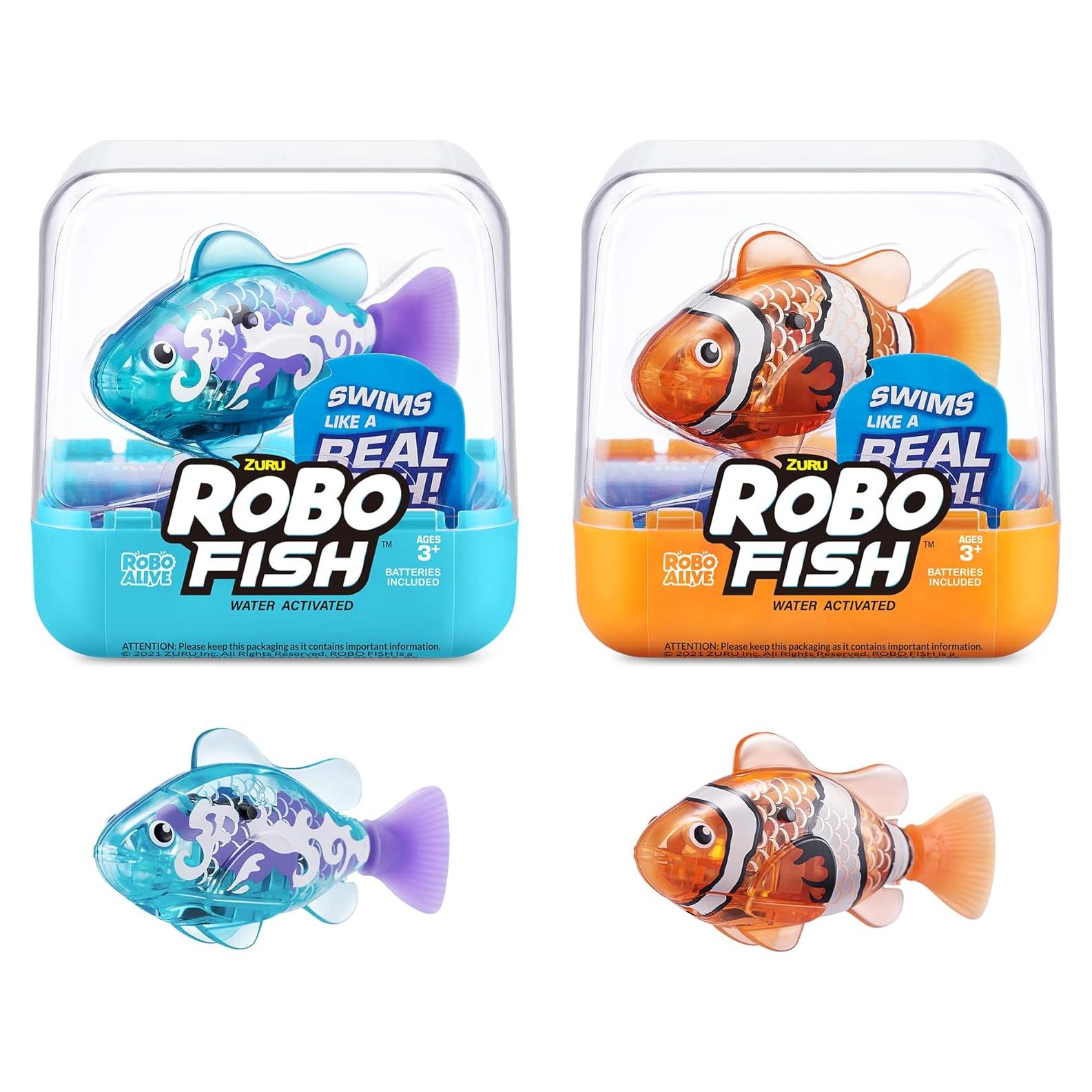 Robo Fish ZURU Pez Robótico Nadador 2 Piezas Turquesa Naranja