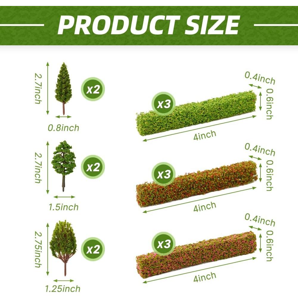 9 Piezas Tiras de Arbustos y Árboles Miniatura HOKPA
