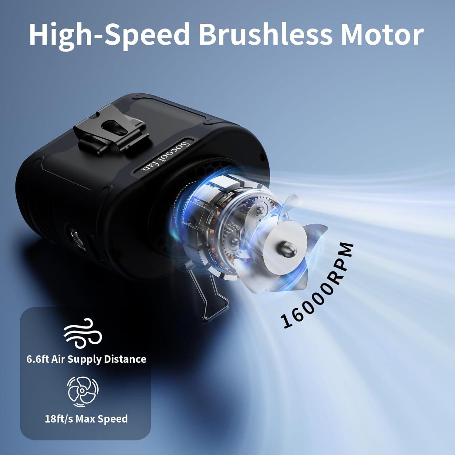 Ventilador Portátil Socool K50 10000mAh 5 Velocidades con Luz LED