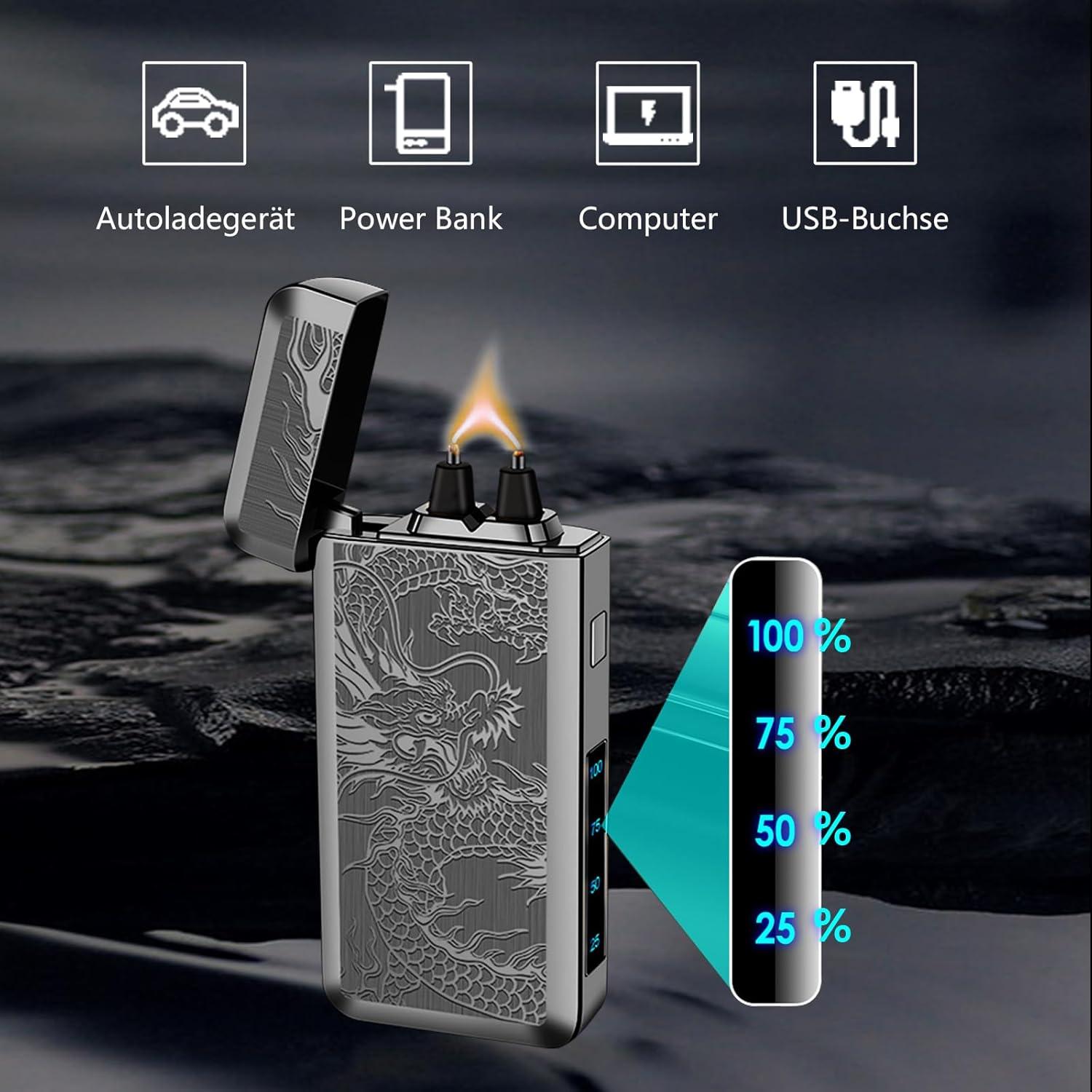 Encendedor Eléctrico Recargable YOZWOO Dragón Negro 100g