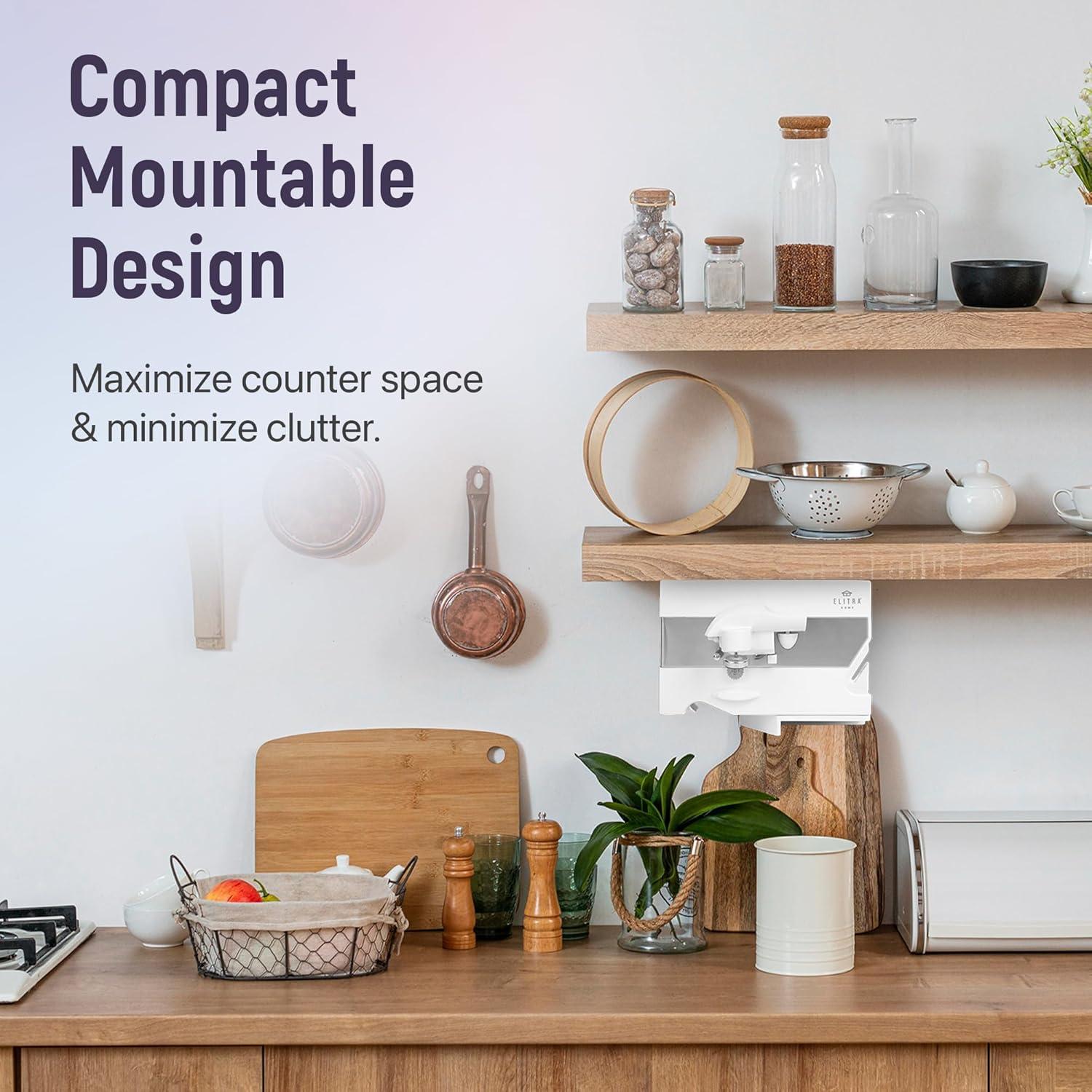 Abrelatas Eléctrico 4 en 1 Elitra Home Blanco - Afilador y Abrebotellas