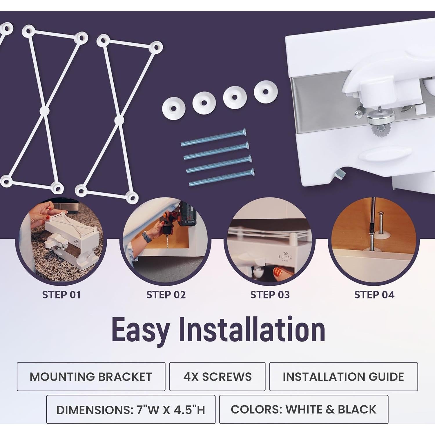Abrelatas Eléctrico 4 en 1 Elitra Home Blanco - Afilador y Abrebotellas