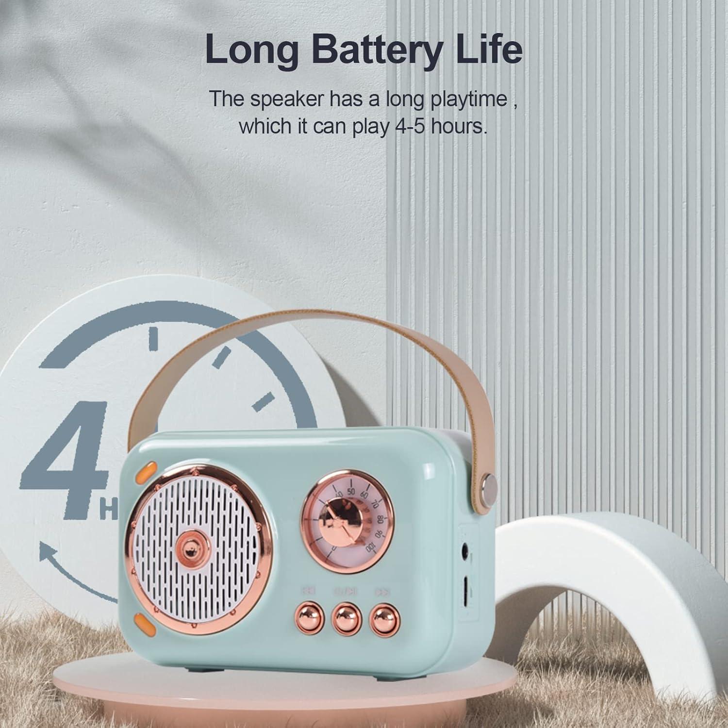 Altavoz Bluetooth Retro Aresrora con Micrófono Karaoke Rosa