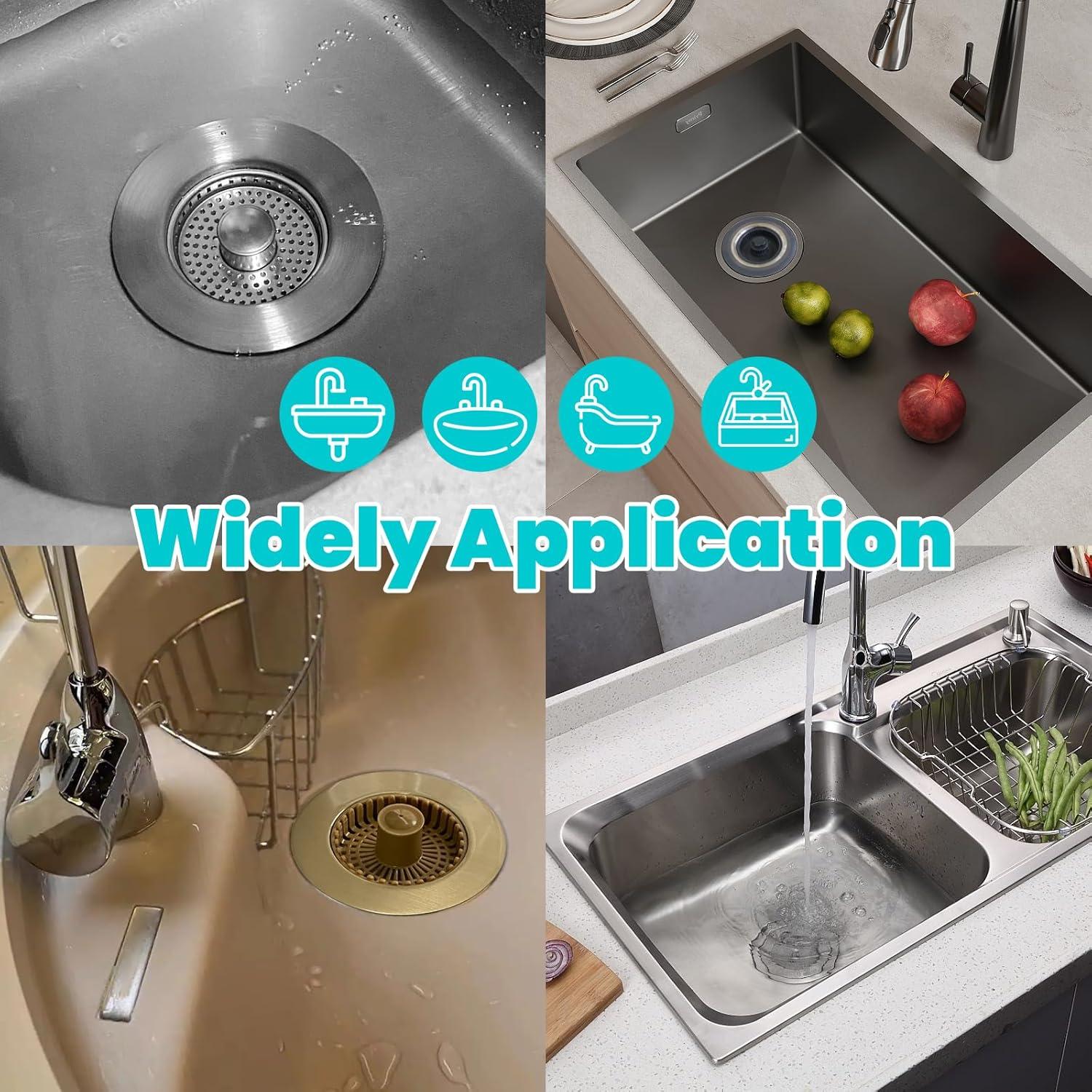 Colador de desagüe de fregadero Whalemon 3 en 1 latón 8.89 cm