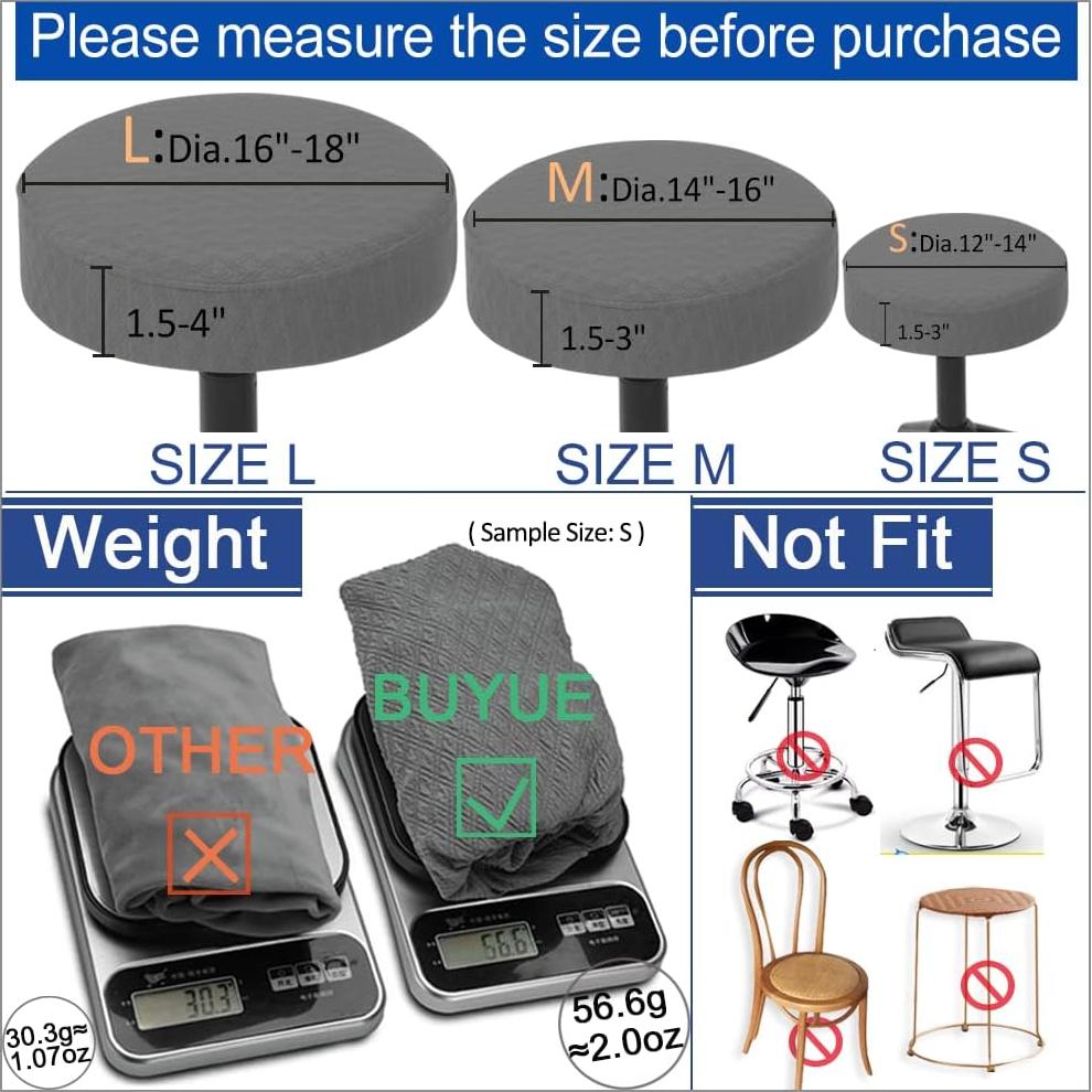 Funda para Taburete BUYUE Redonda 30-36 cm Lavable Beige