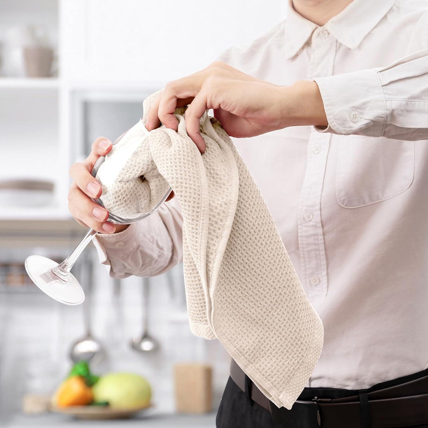 Toallas de Cocina de Algodón Joybest - Paquete de 4, 45.7x71.1 cm, Beige