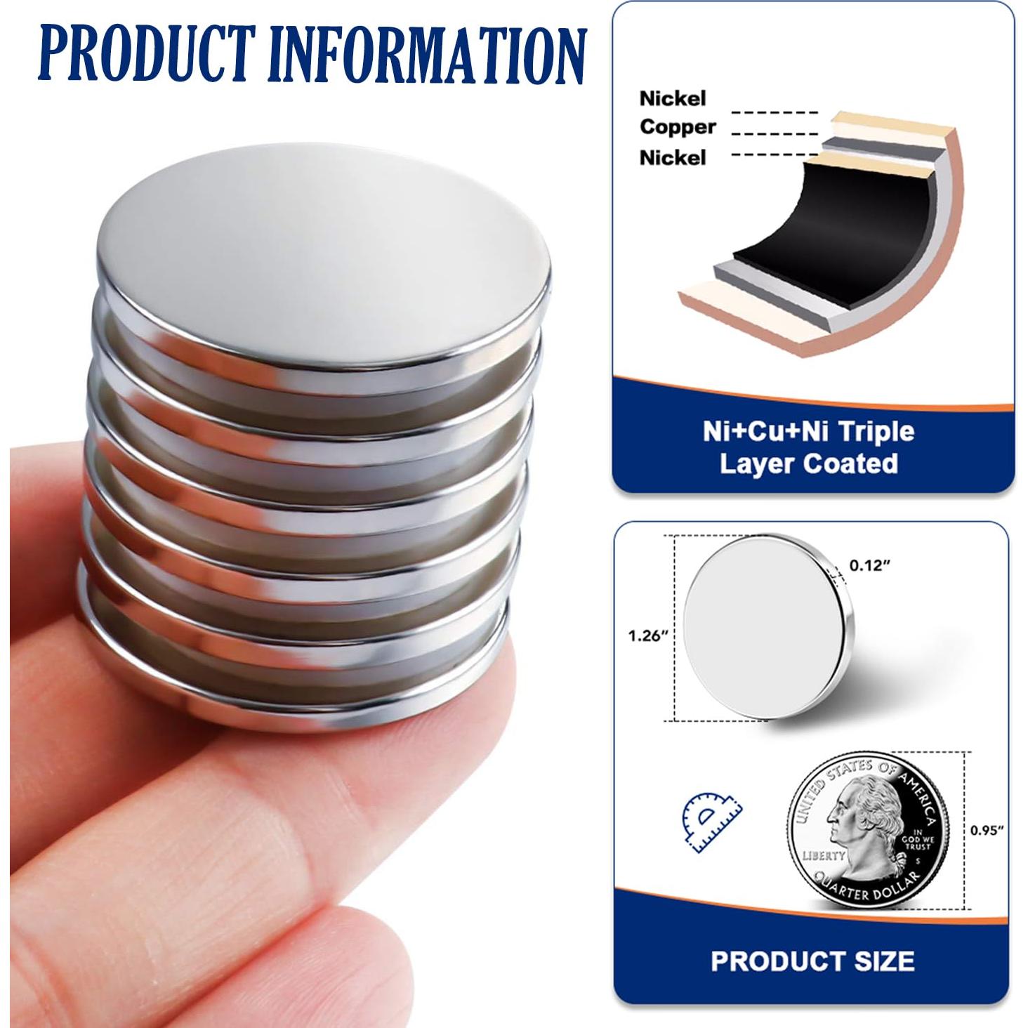 Imanes de Neodimio DIYMAG 3,20 cm con adhesivo - Paquete de 6