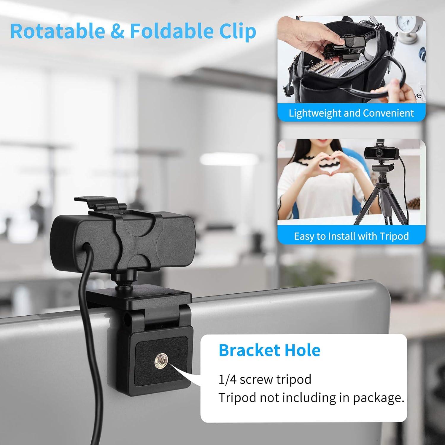 Cámara Web HD 1080P Ejfete con Micrófono y Cubierta de Privacidad