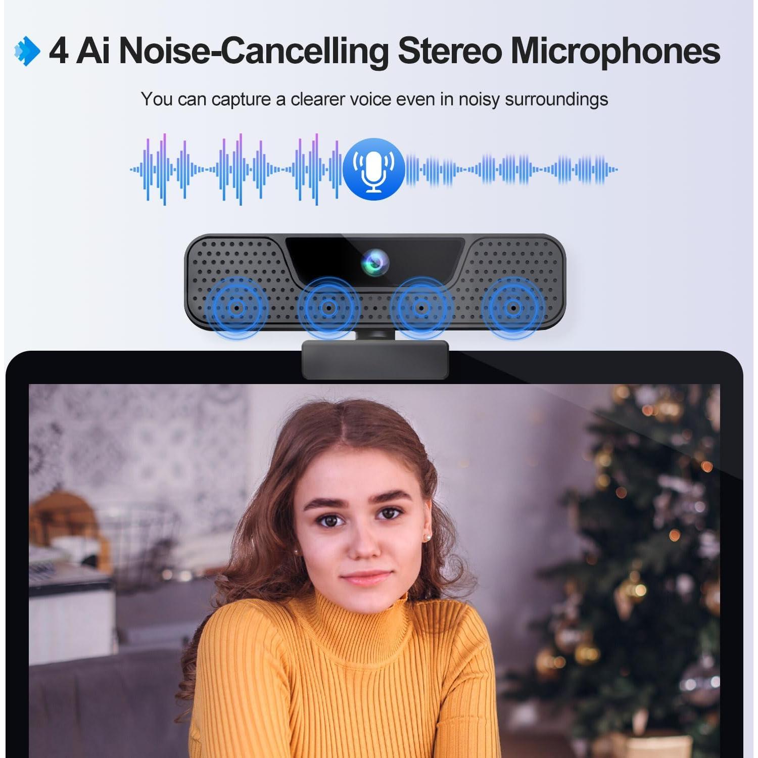 Cámara web 4K ToLuLu H10 con micrófonos y trípode