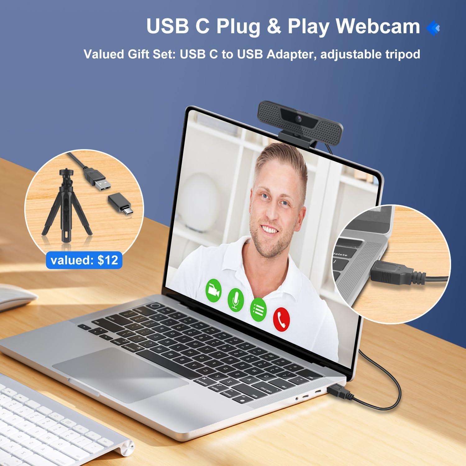 Cámara web 4K ToLuLu H10 con micrófonos y trípode