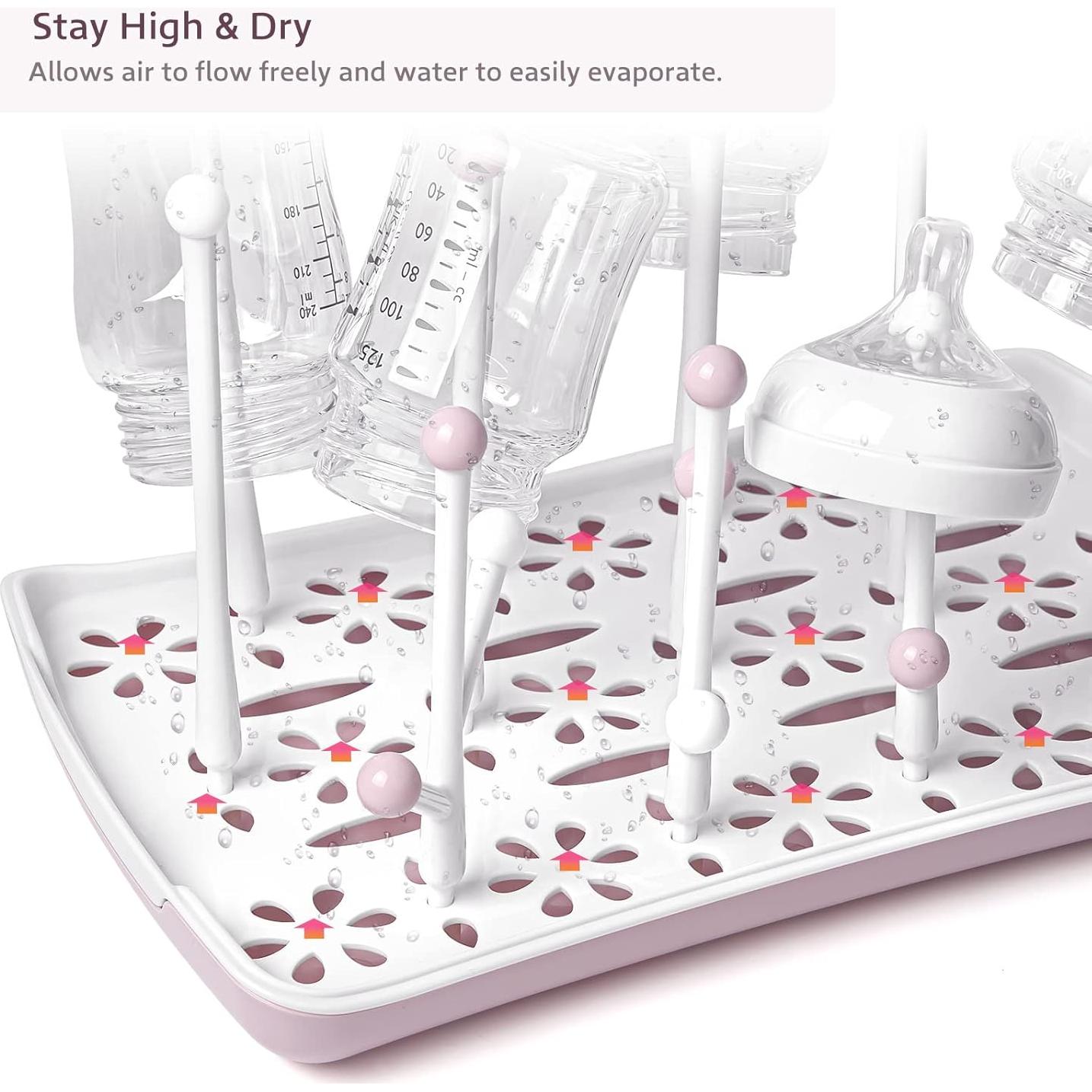 Estante Secador de Biberones Termichy Rosa, Gran Capacidad